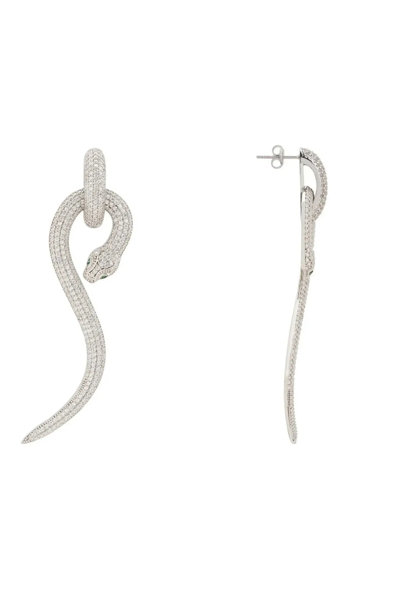 Anaconda Snake Drop Earrings Silver White - LATELITA Earrings