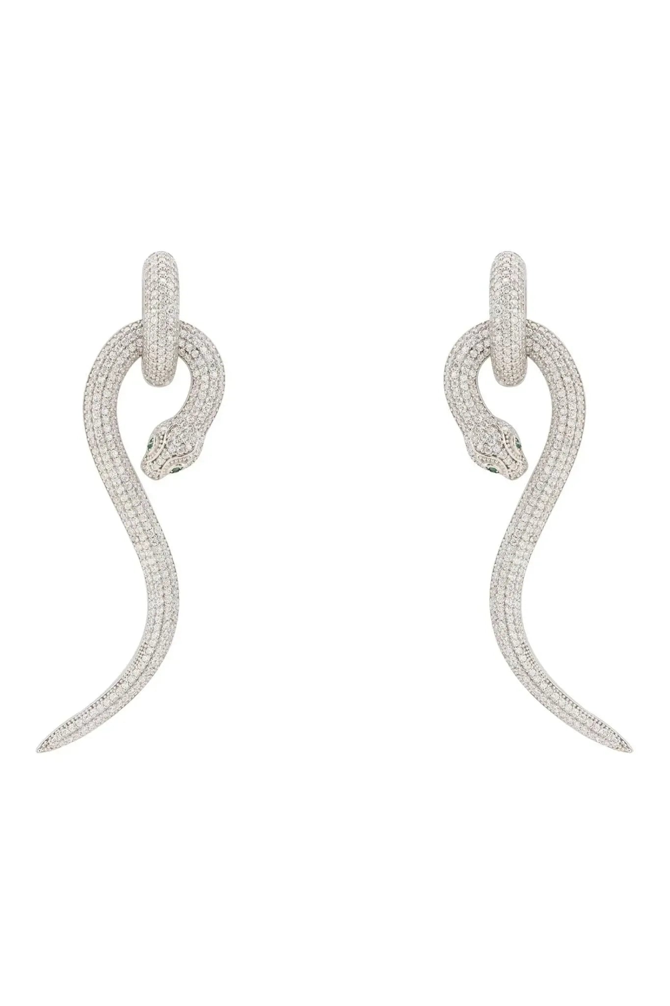 Anaconda Snake Drop Earrings Silver White - LATELITA Earrings