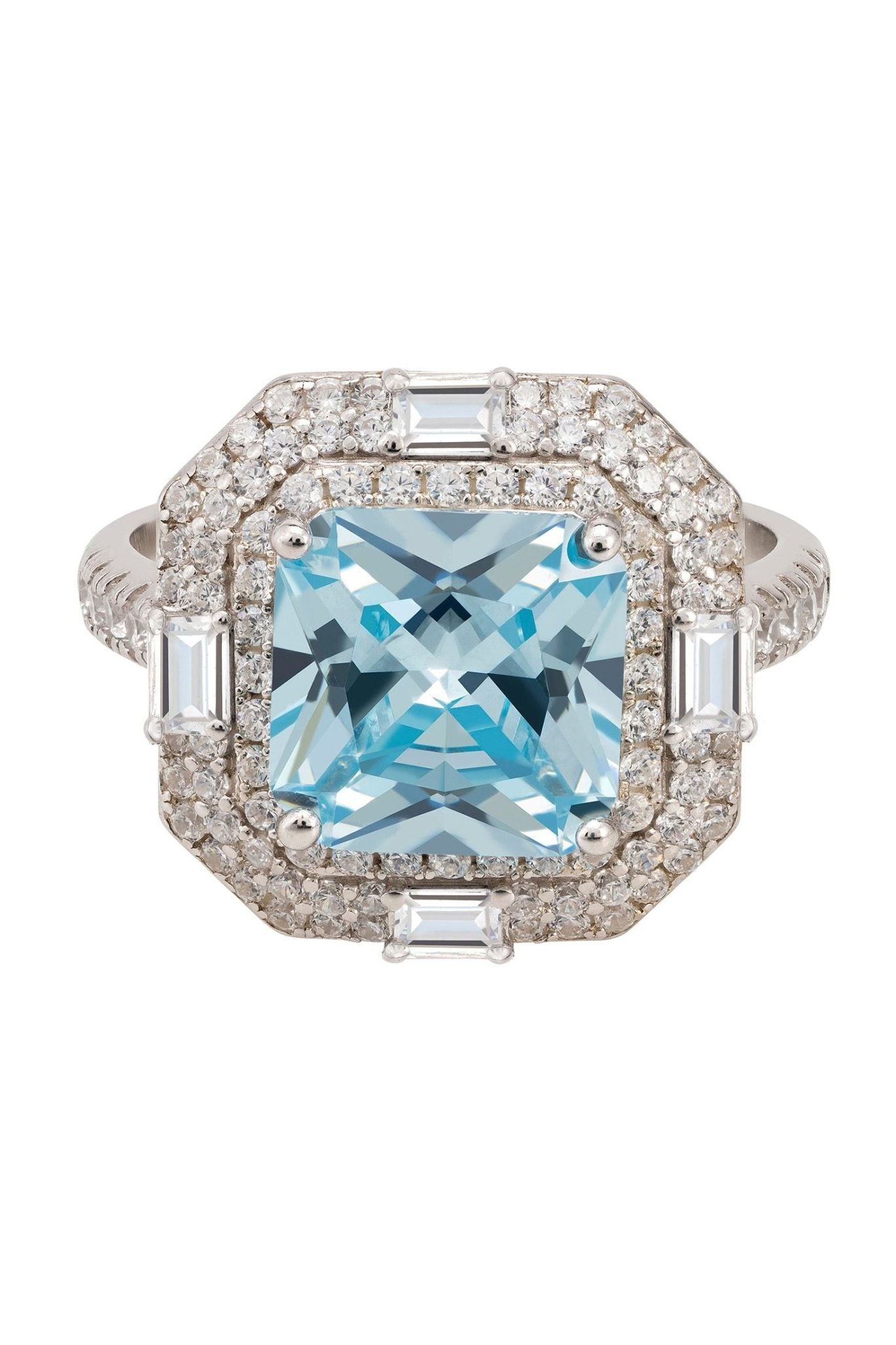 Anastasia Gemstone Cocktail Ring Silver Blue Topaz - LATELITA Rings