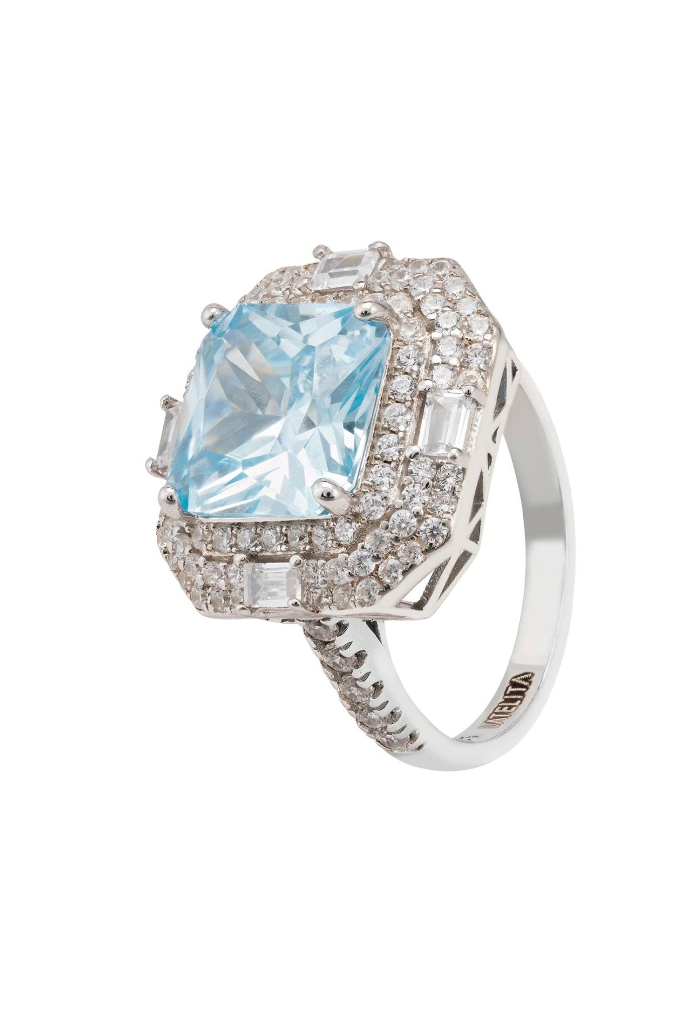 Anastasia Gemstone Cocktail Ring Silver Blue Topaz - LATELITA Rings