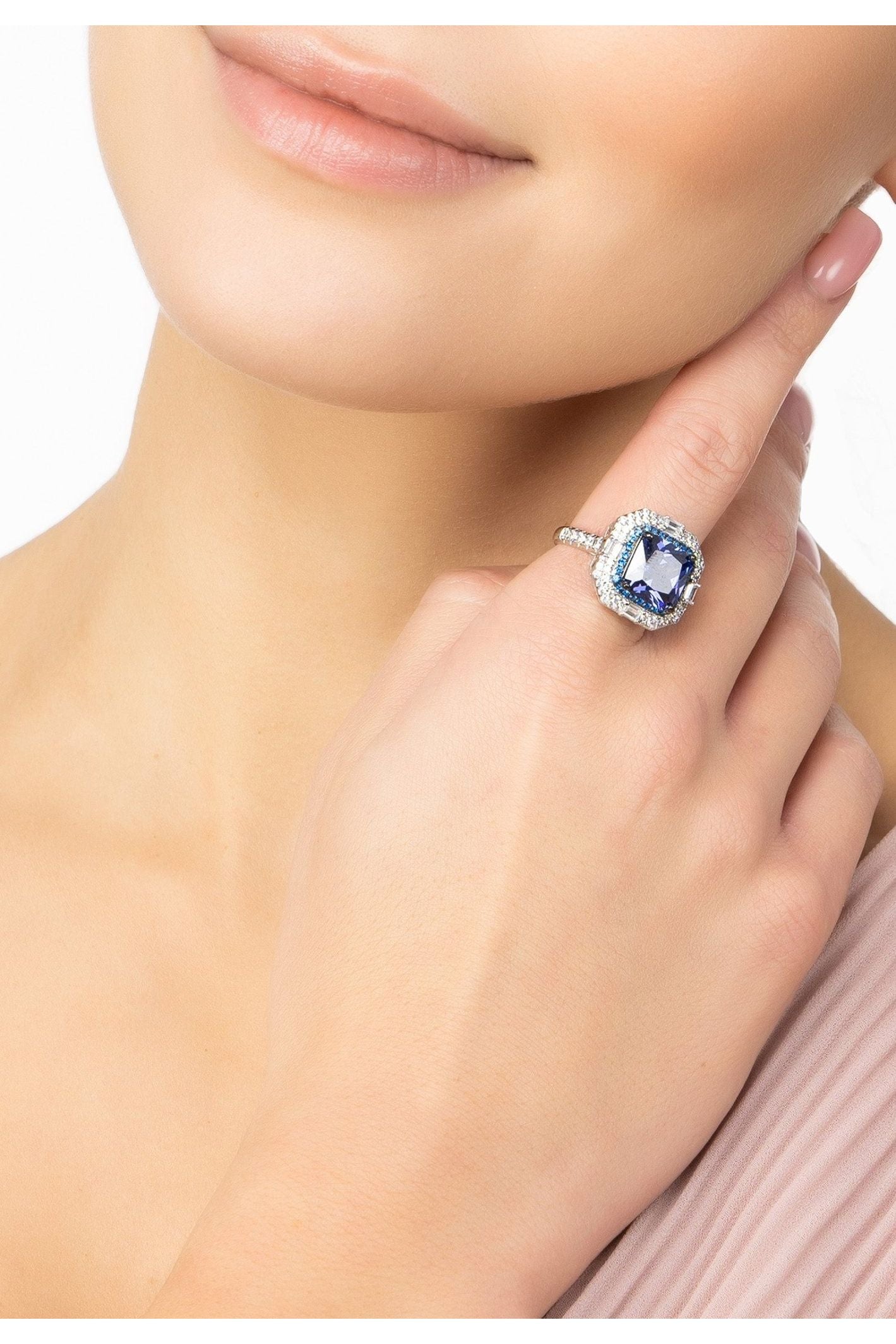 Anastasia Gemstone Cocktail Ring Silver Tanzanite - LATELITA Rings
