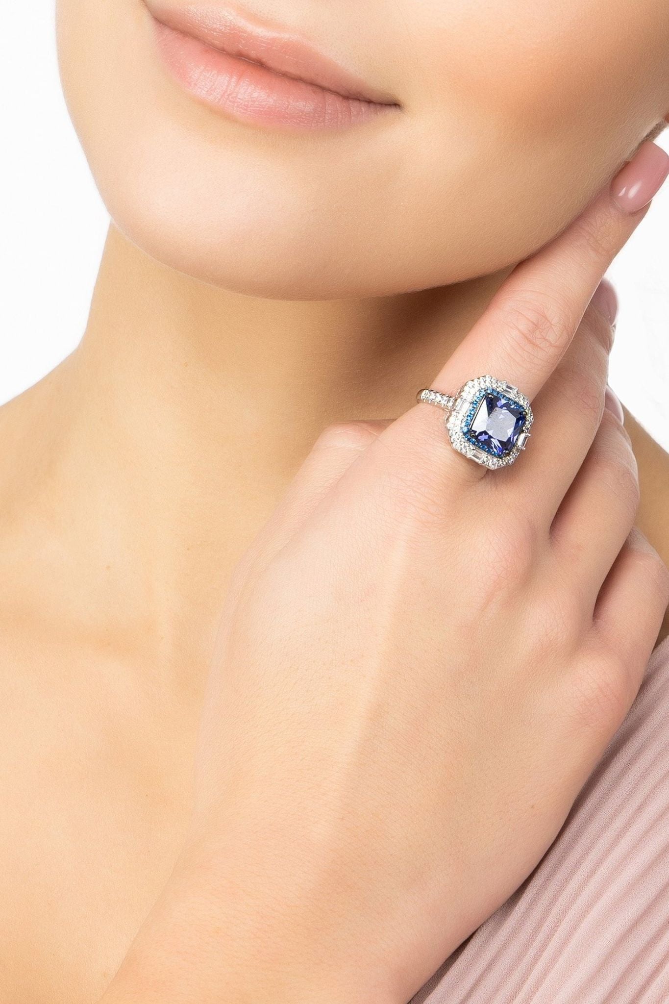 Anastasia Gemstone Cocktail Ring Silver Tanzanite - LATELITA Rings