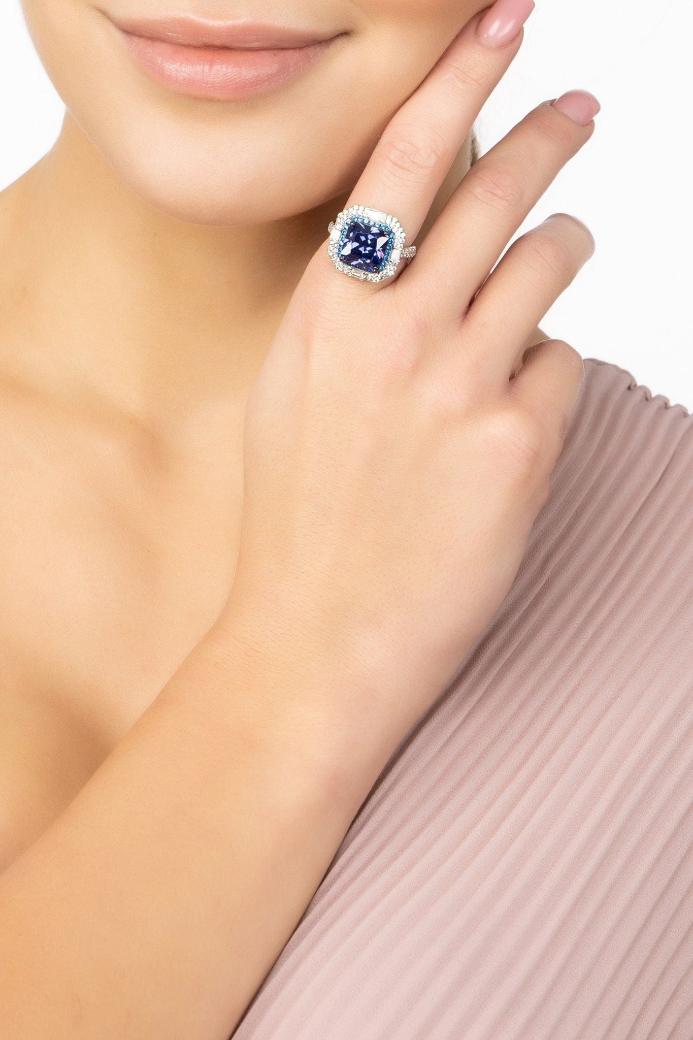 Anastasia Gemstone Cocktail Ring Silver Tanzanite - LATELITA Rings