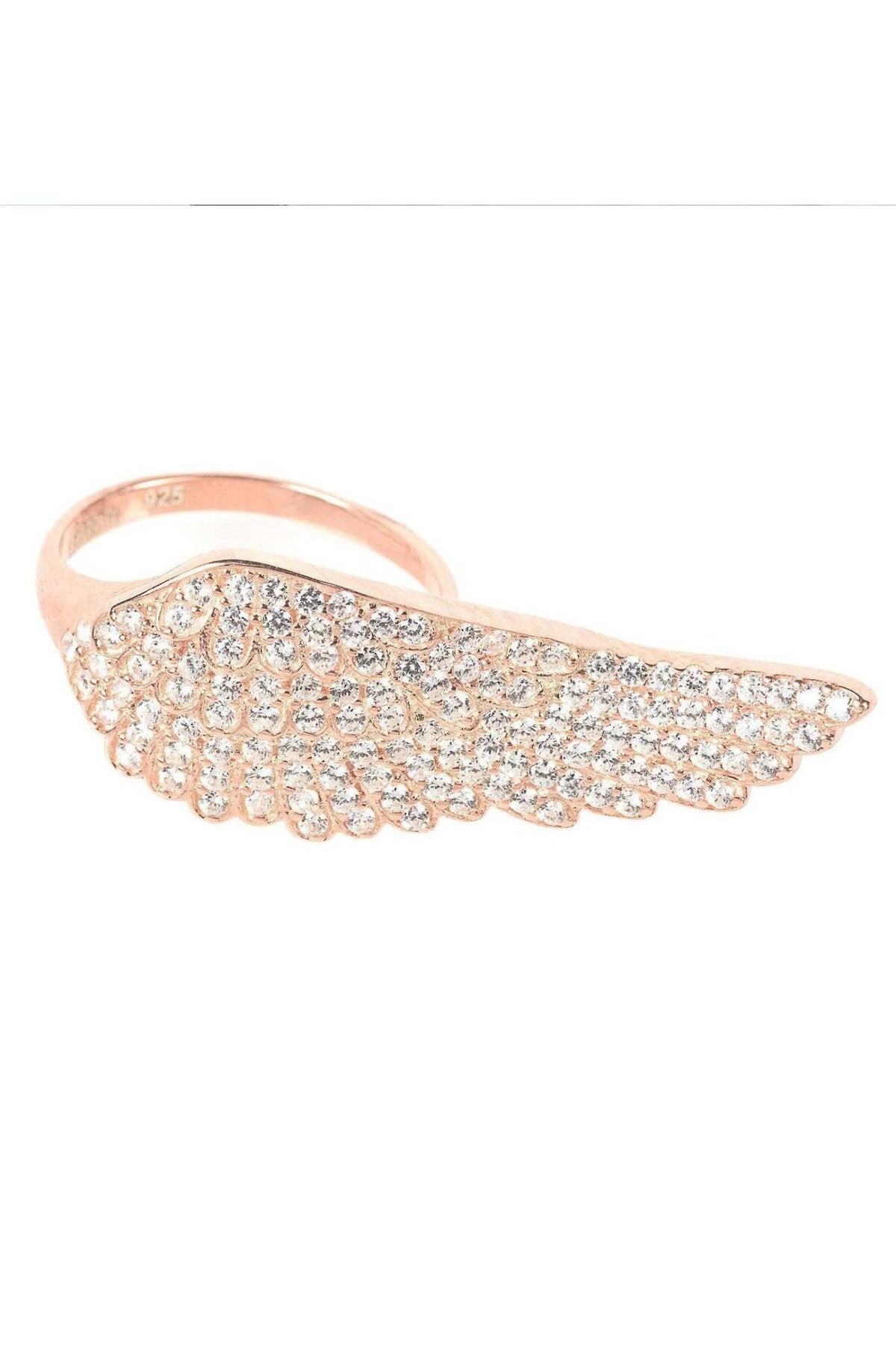 Angel Wing Cocktail Ring Pink Rose Gold Adjustable - LATELITA Rings