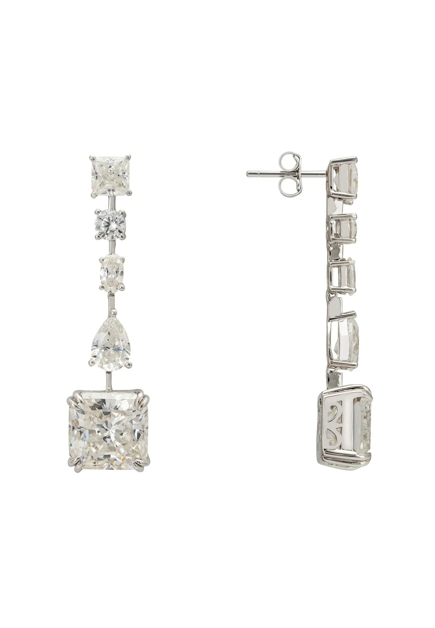Angelina Moissanite Drop Earrings Silver - LATELITA Earrings