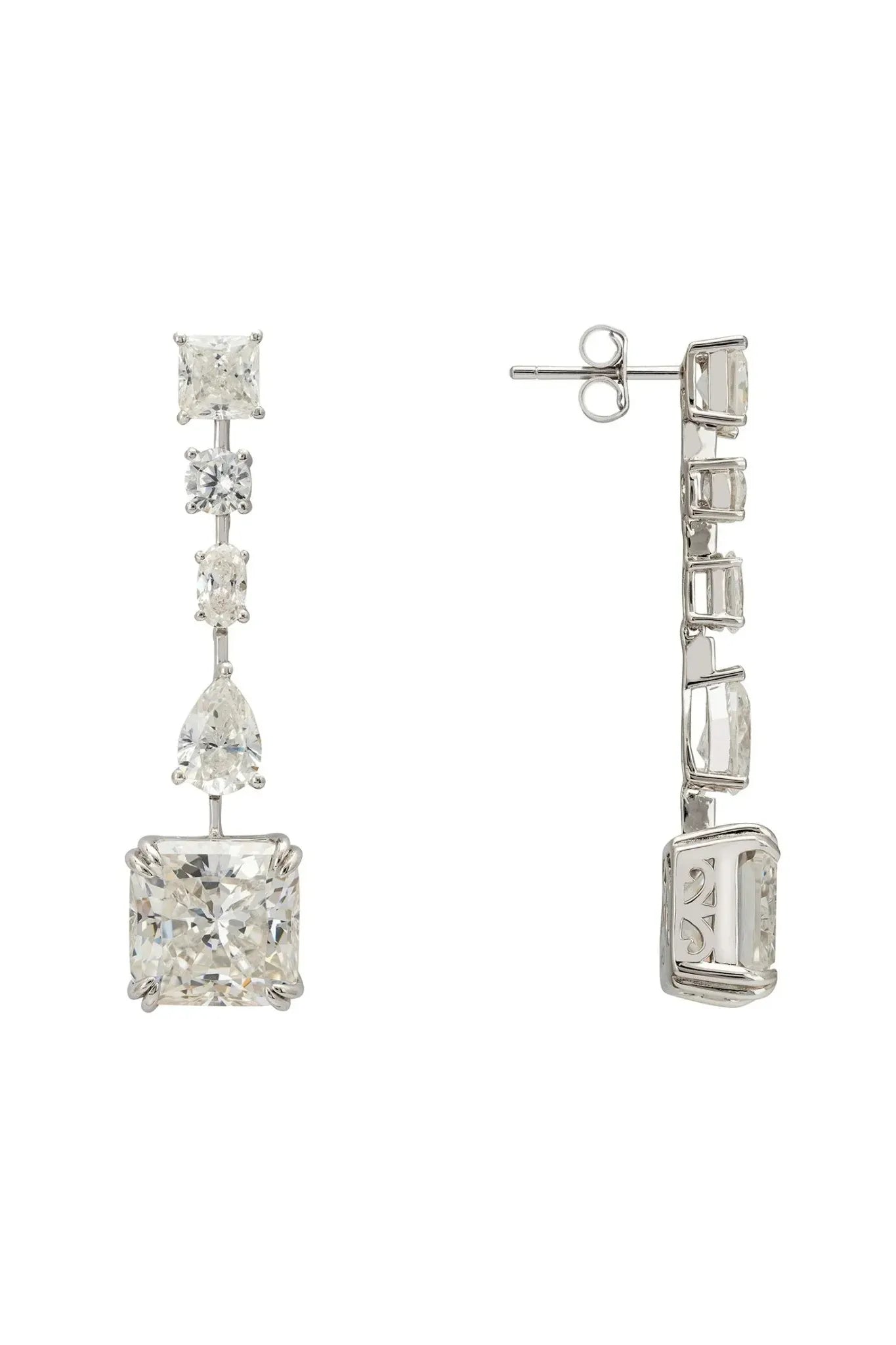 Angelina Moissanite Drop Earrings Silver - LATELITA Earrings
