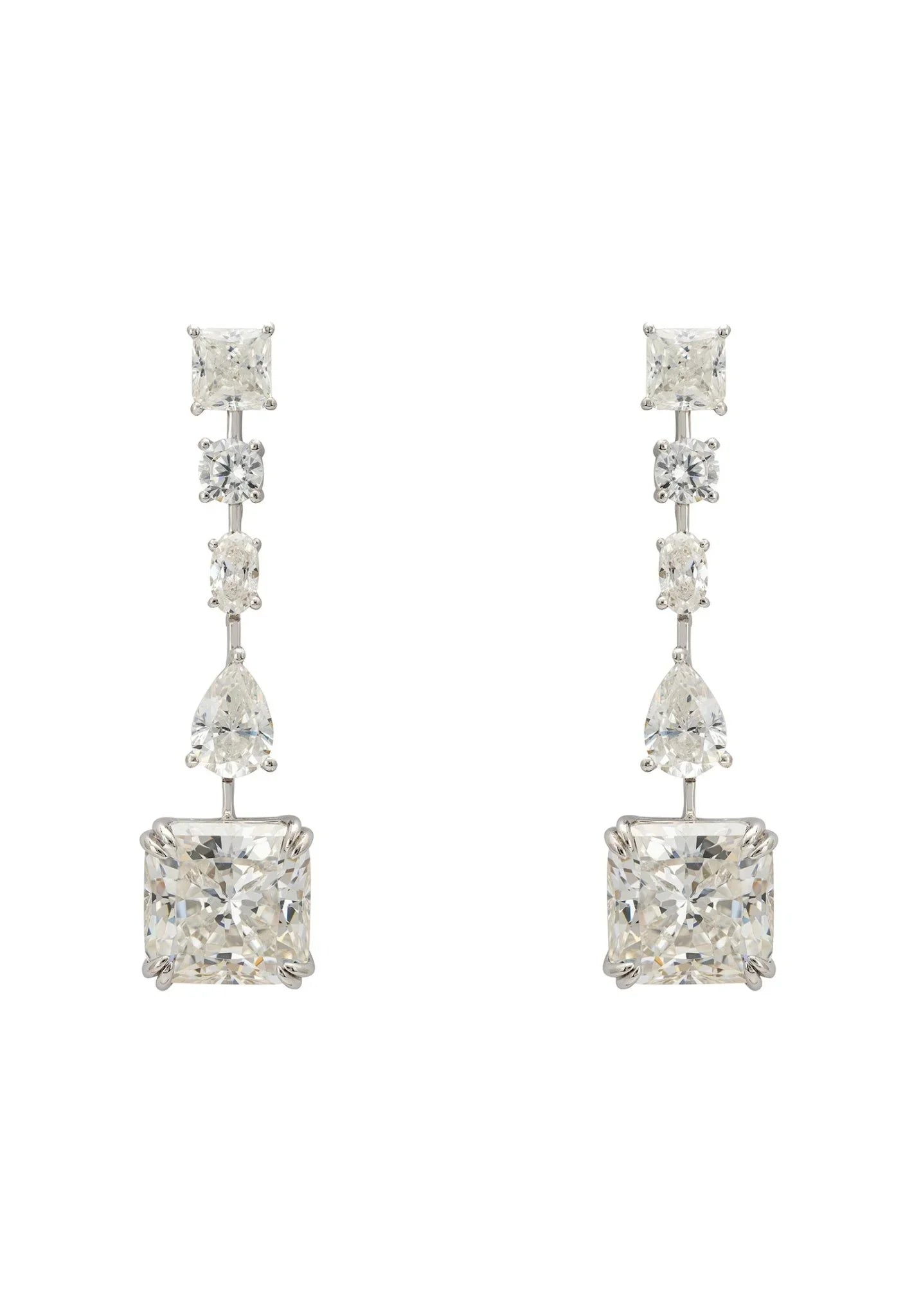 Angelina Moissanite Drop Earrings Silver - LATELITA Earrings