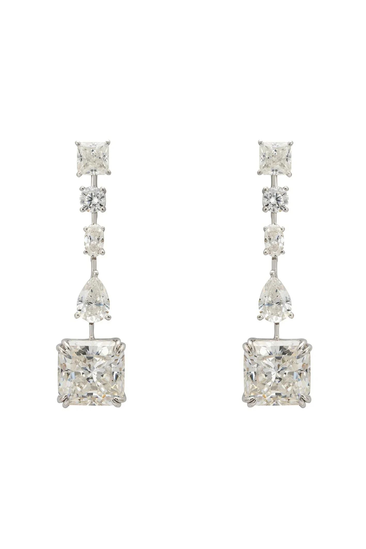 Angelina Moissanite Drop Earrings Silver - LATELITA Earrings