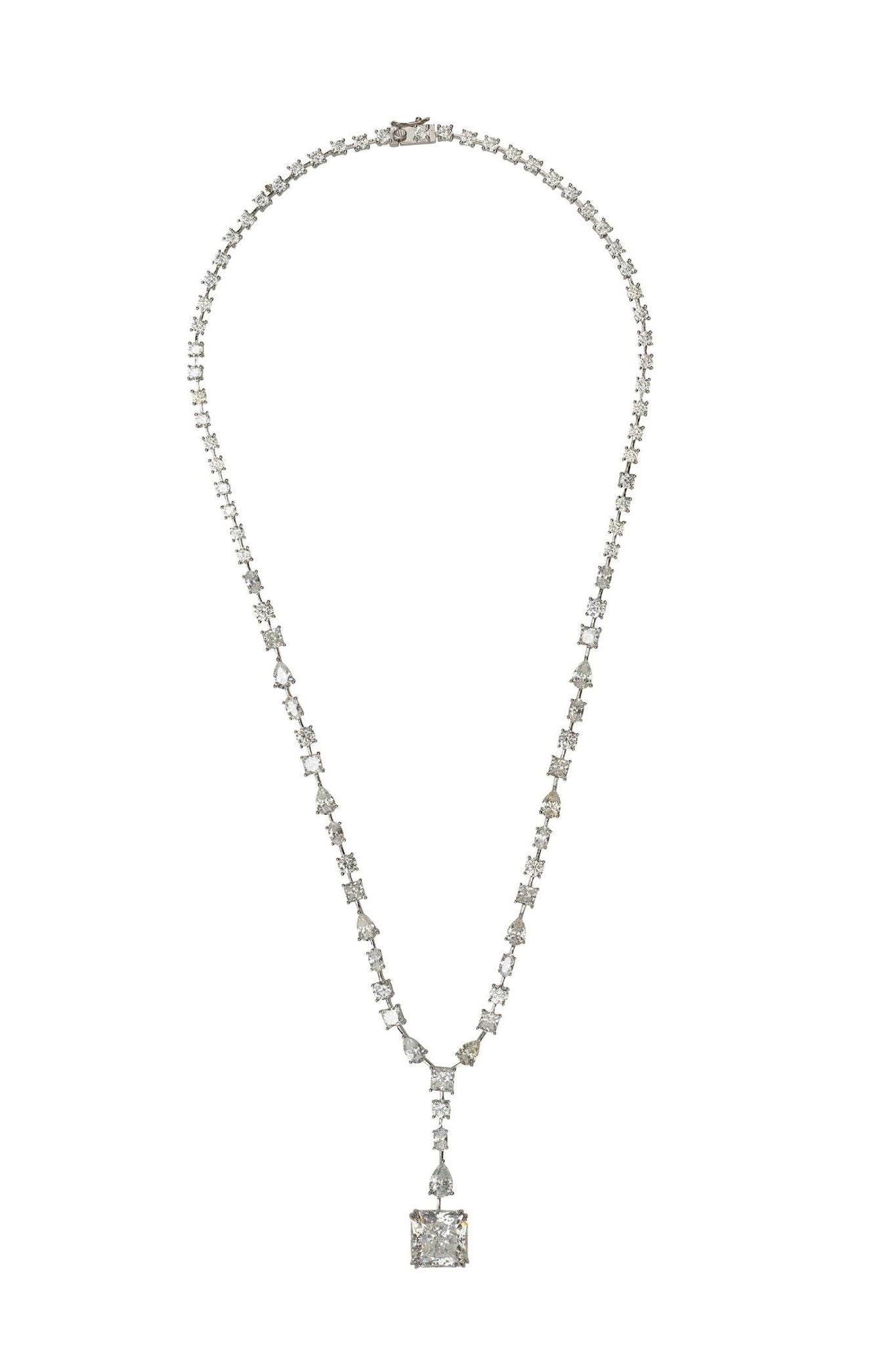 Angelina Moissanite Statement Necklace Silver - LATELITA Necklaces