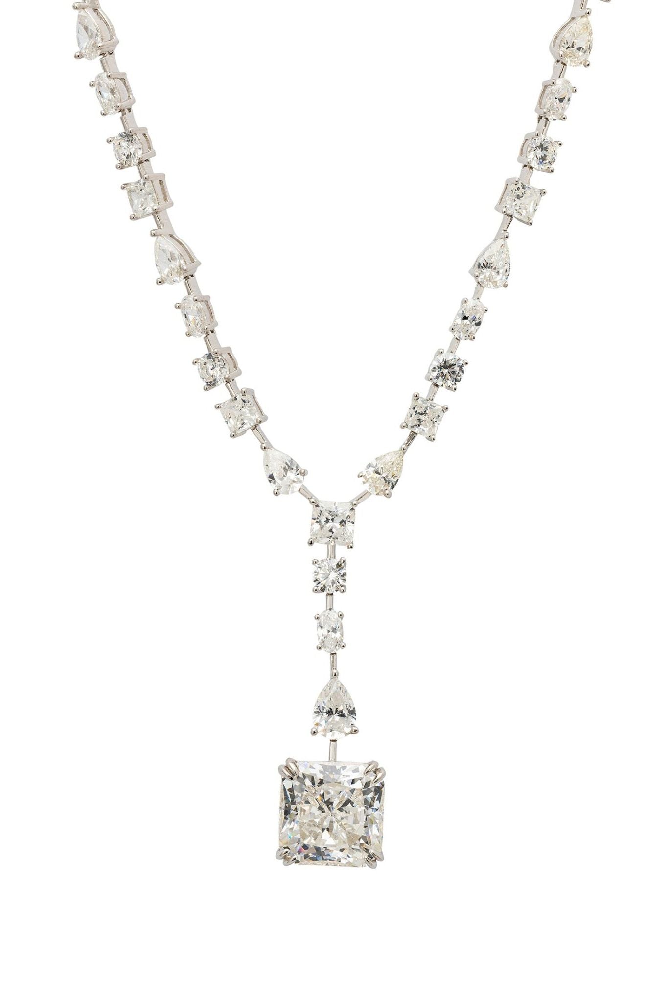 Angelina Moissanite Statement Necklace Silver - LATELITA Necklaces