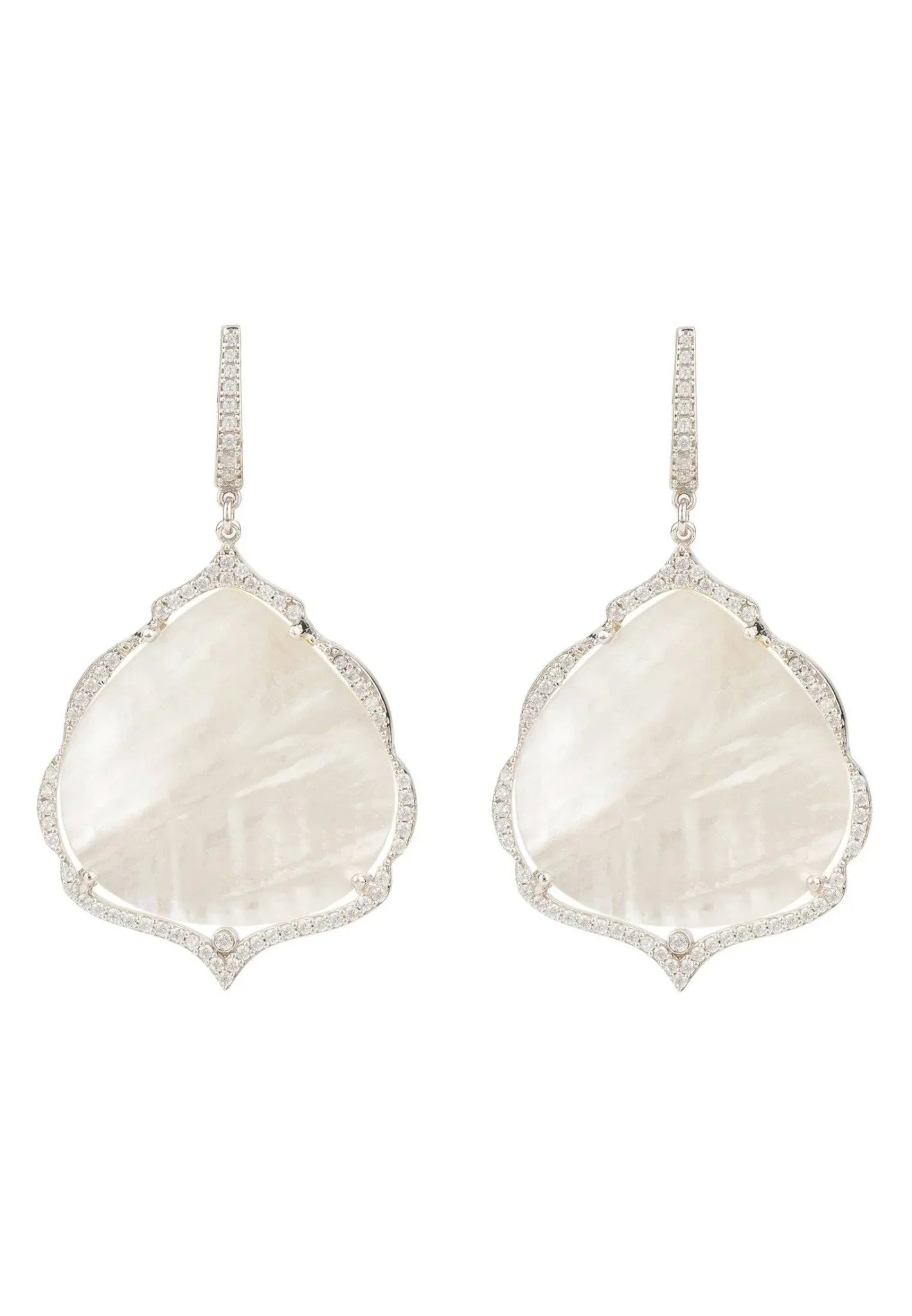 Antoinette Earrings White Mother Of Pearl Silver - LATELITA Earrings