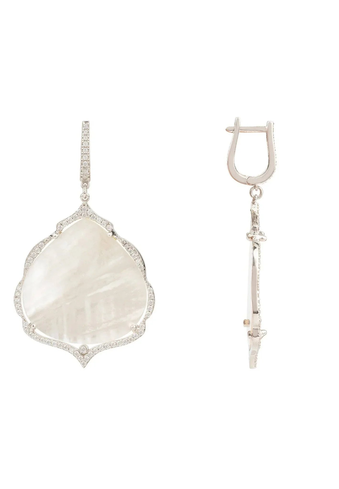 Antoinette Earrings White Mother Of Pearl Silver - LATELITA Earrings