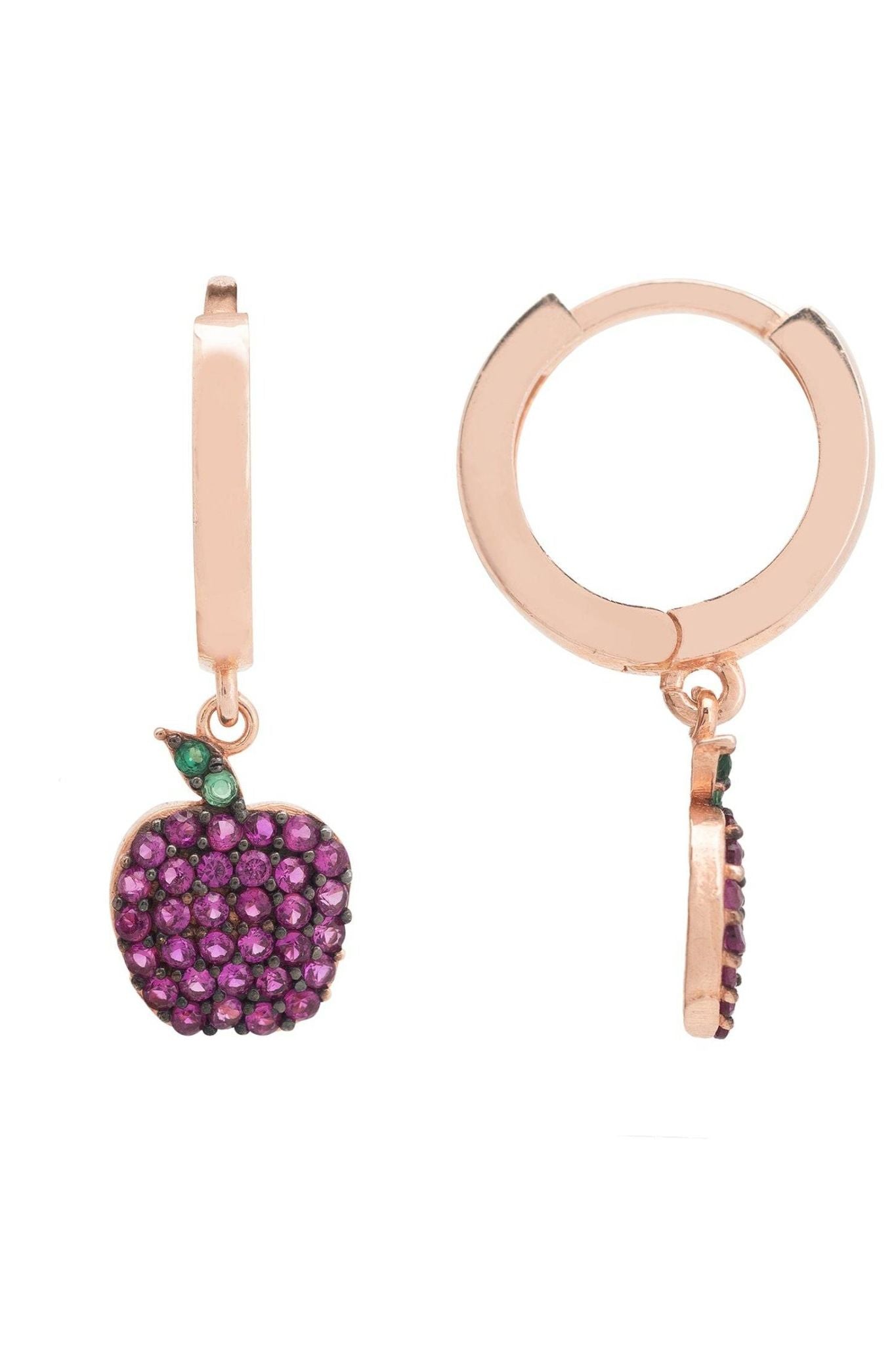 Apple Huggie Hoops Rosegold - LATELITA Earrings