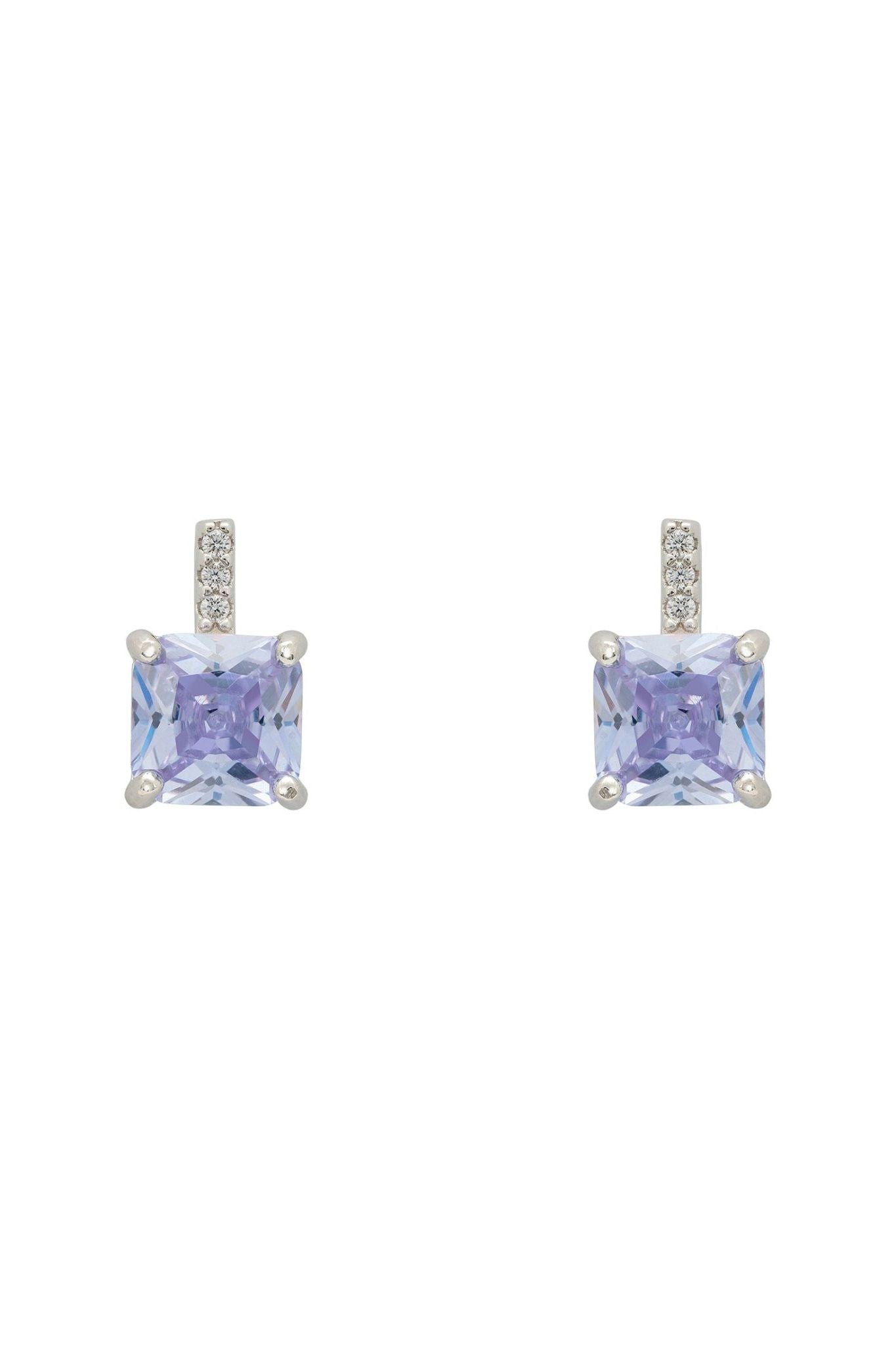 Aria Crystal Stud Earrings Lilac Amethyst Silver - LATELITA Earrings