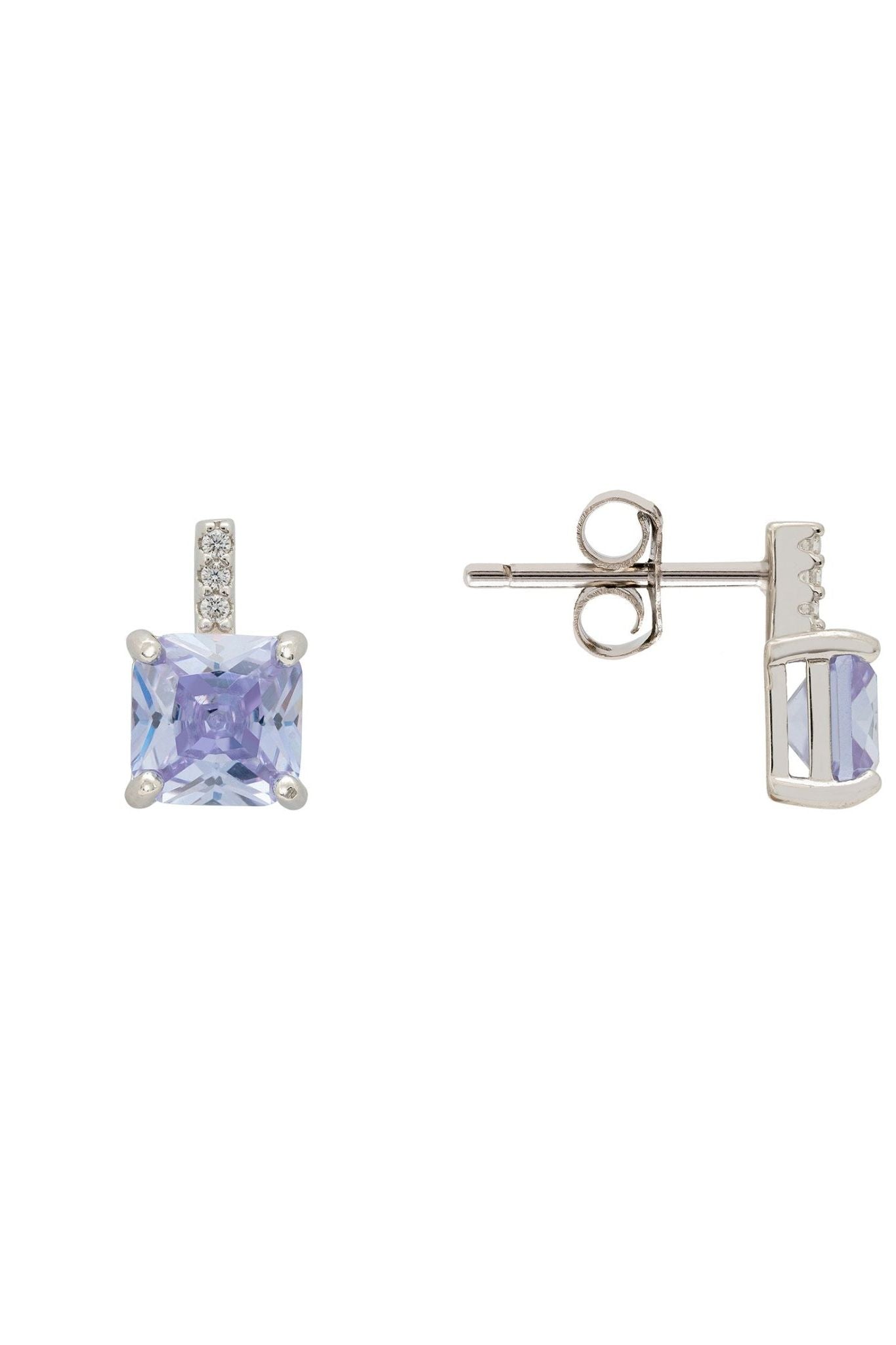Aria Crystal Stud Earrings Lilac Amethyst Silver - LATELITA Earrings