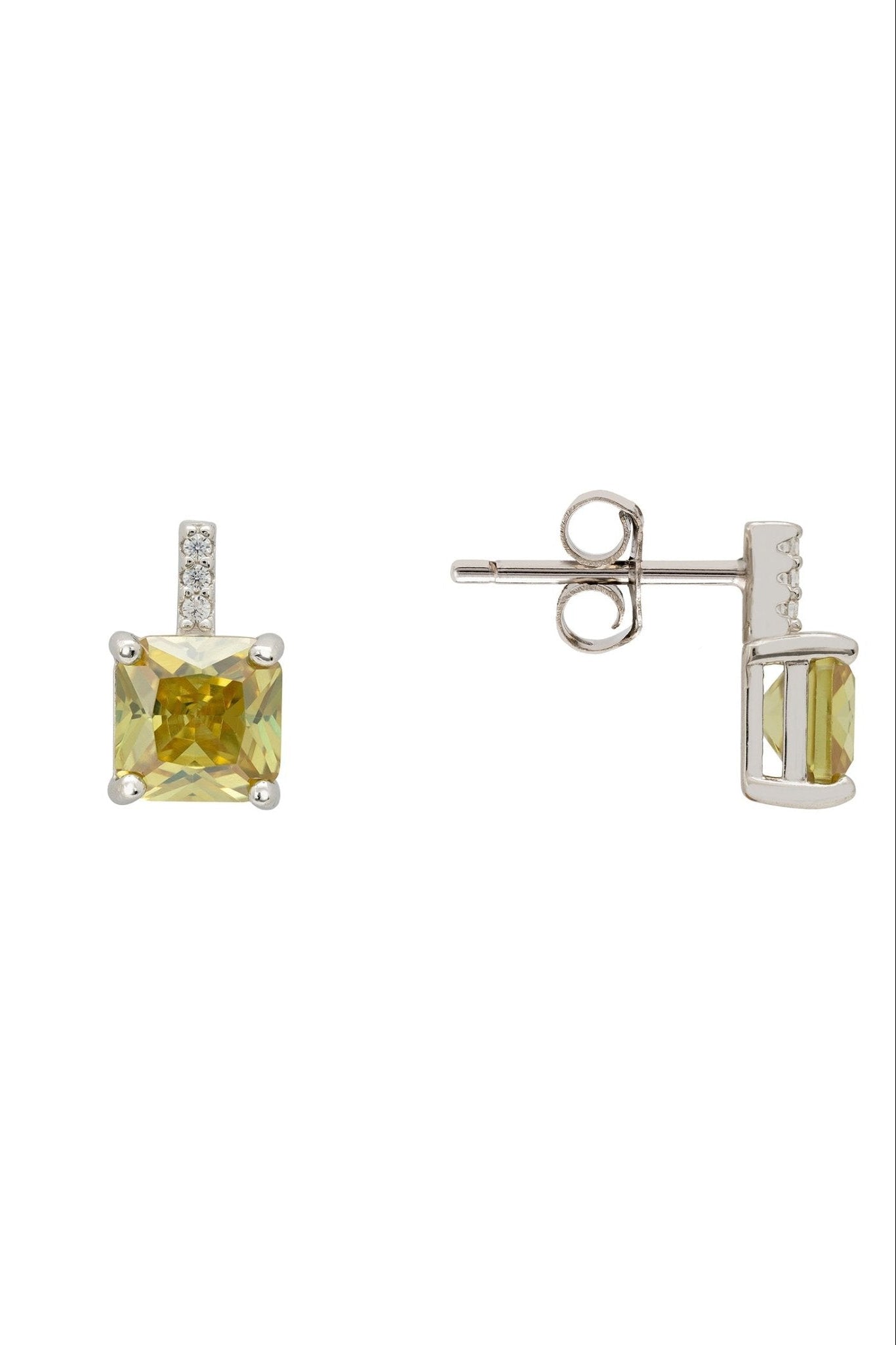 Aria Crystal Stud Earrings Peridot Green Silver - LATELITA Earrings