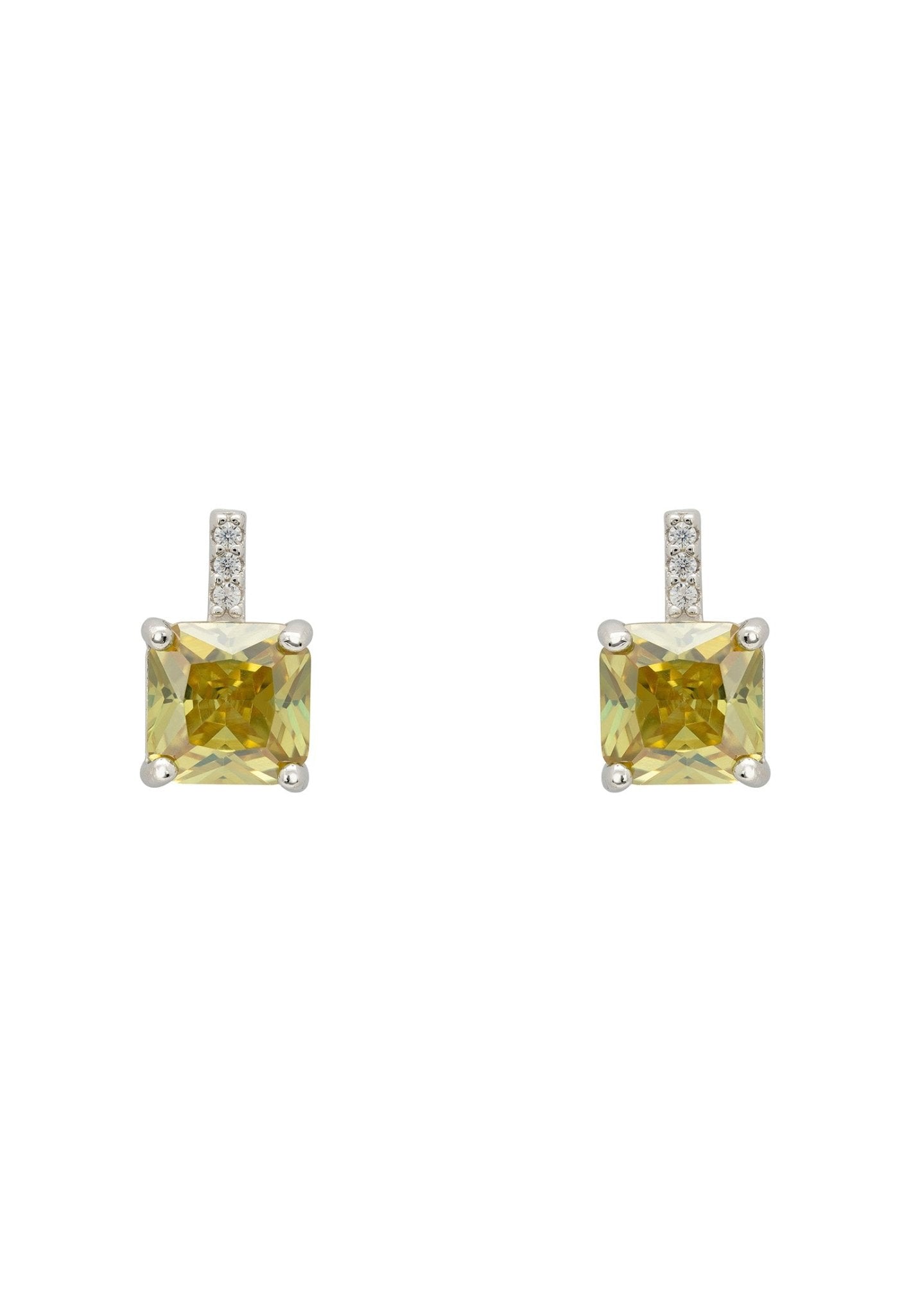 Aria Crystal Stud Earrings Peridot Green Silver - LATELITA Earrings