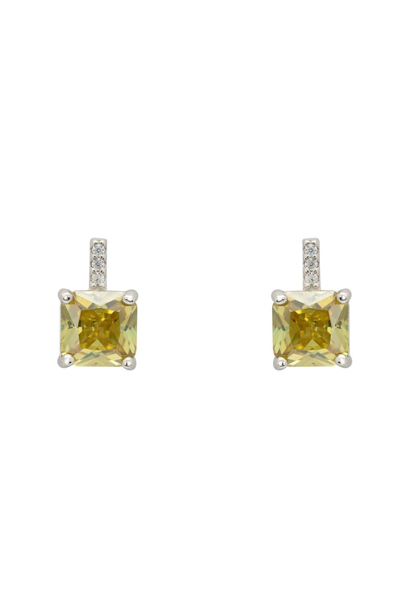Aria Crystal Stud Earrings Peridot Green Silver - LATELITA Earrings