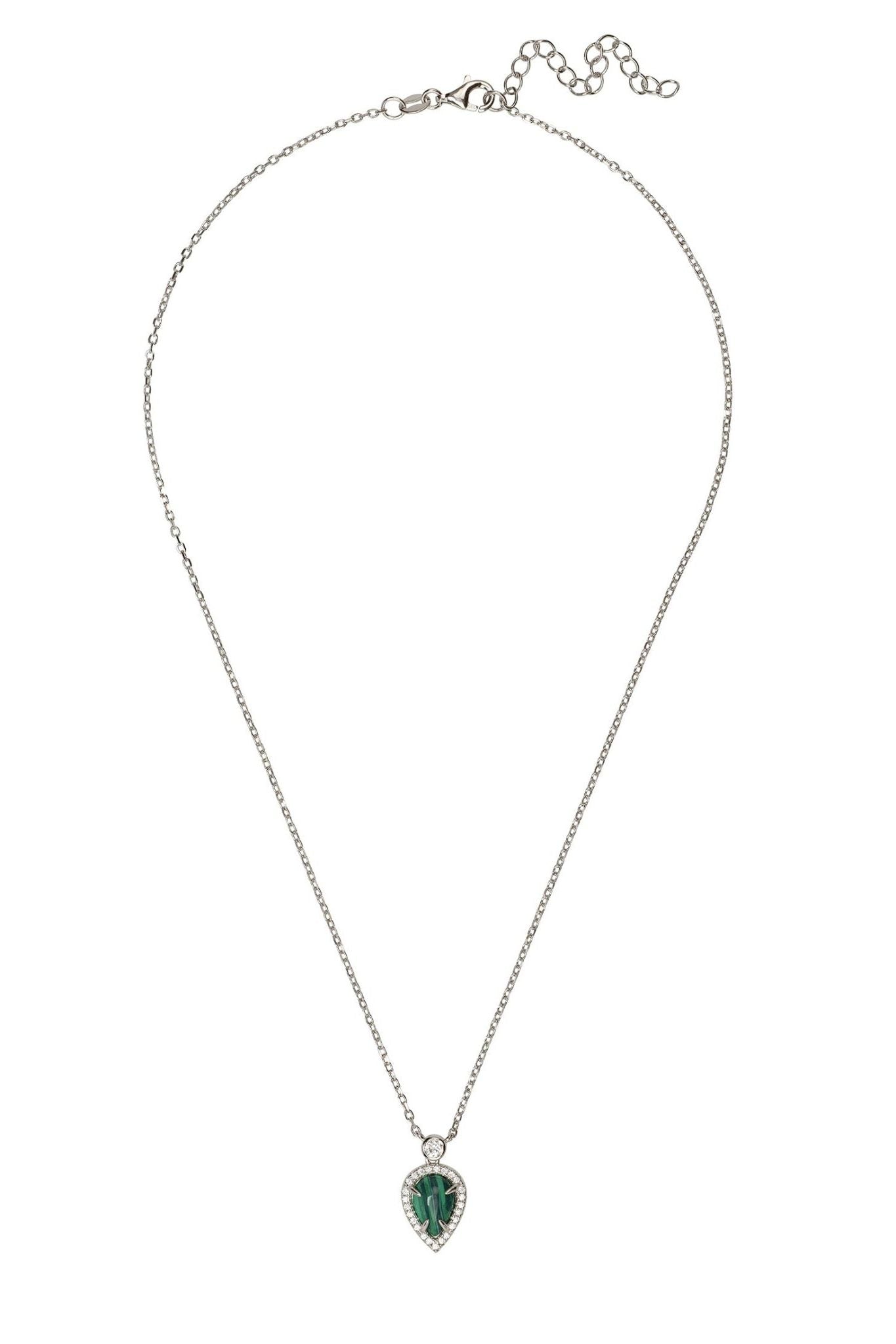 Arrowhead Malachite Gemstone Pendant Necklace Silver - LATELITA Necklaces