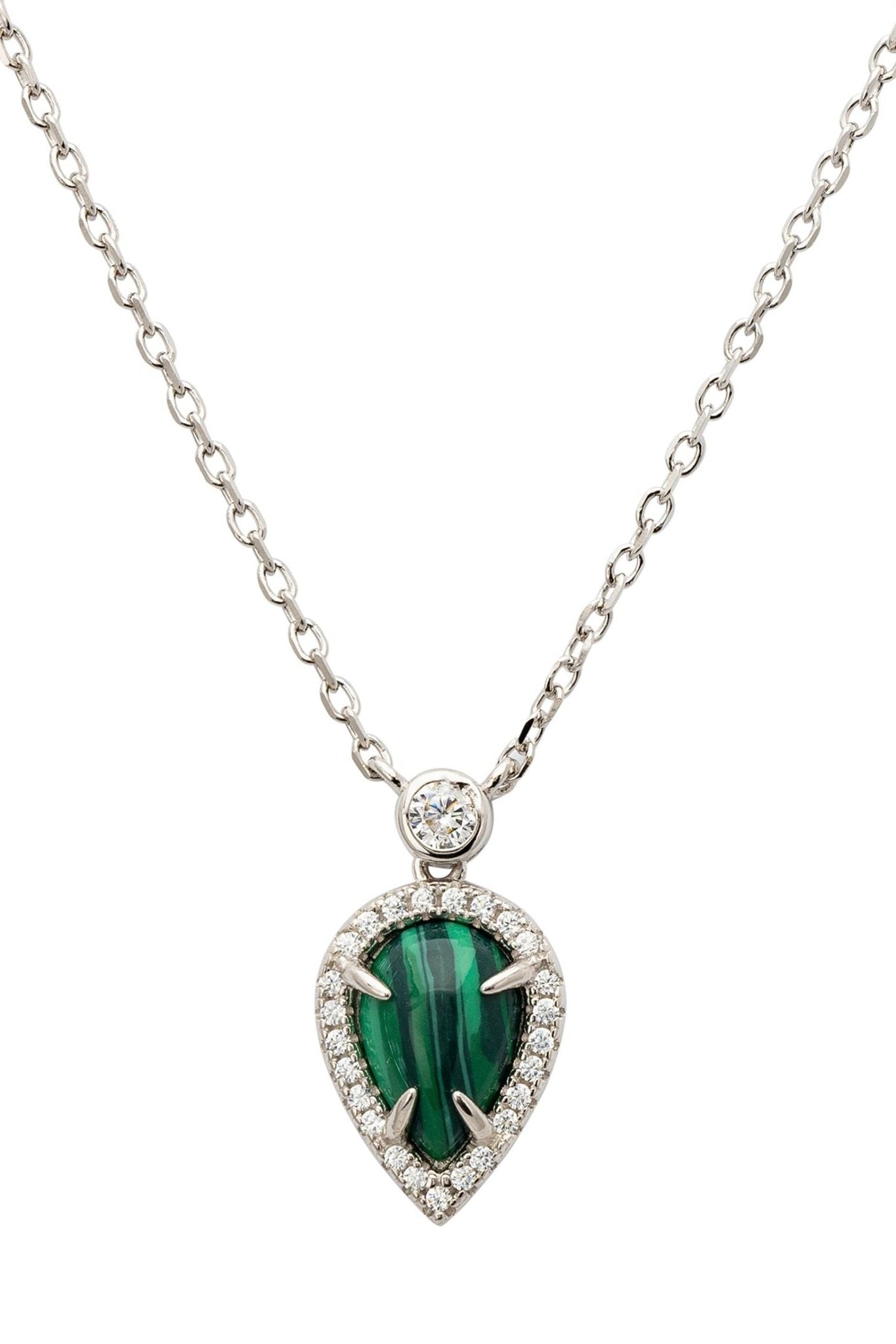 Arrowhead Malachite Gemstone Pendant Necklace Silver - LATELITA Necklaces