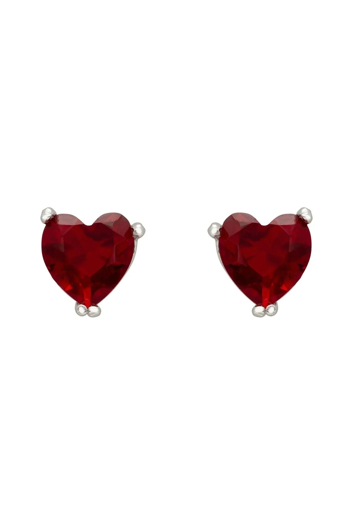 Asscher Cut Heart Stud Earrings Silver Ruby - LATELITA Earrings