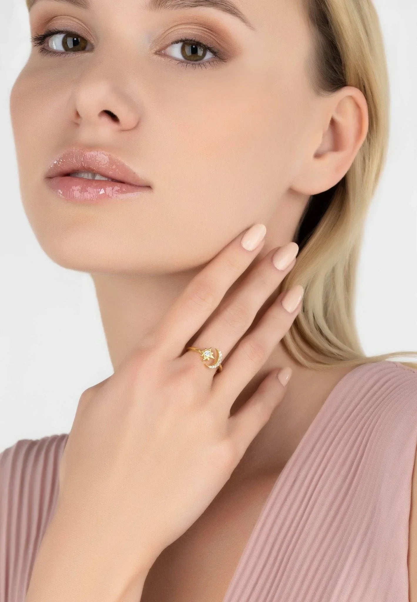 Astrid Moon & Star Ring Gold - LATELITA Rings