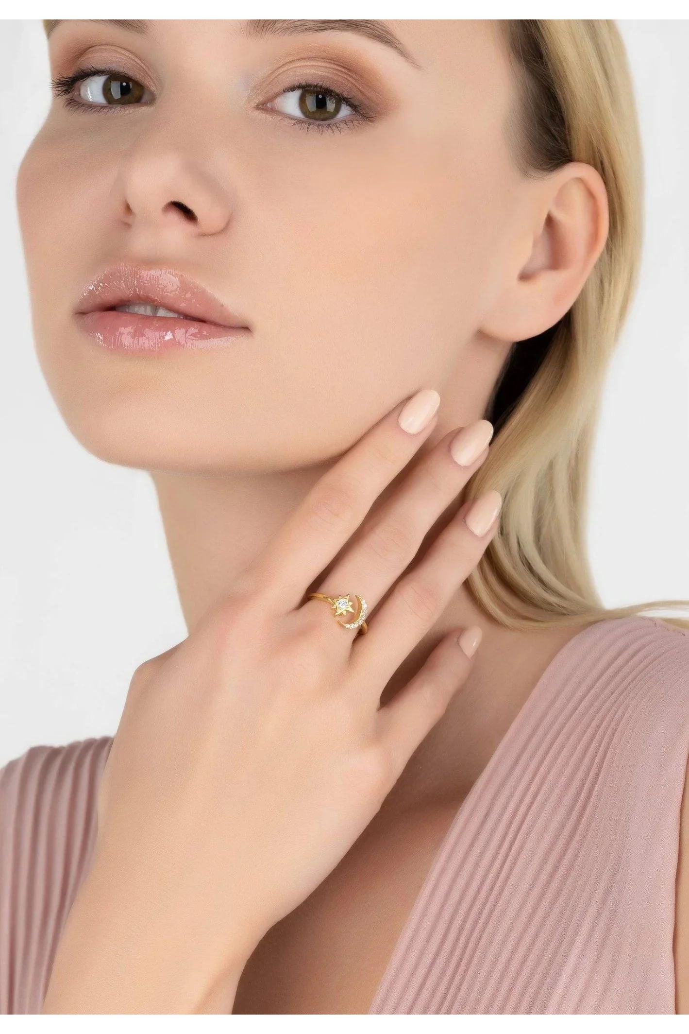 Astrid Moon & Star Ring Gold - LATELITA Rings