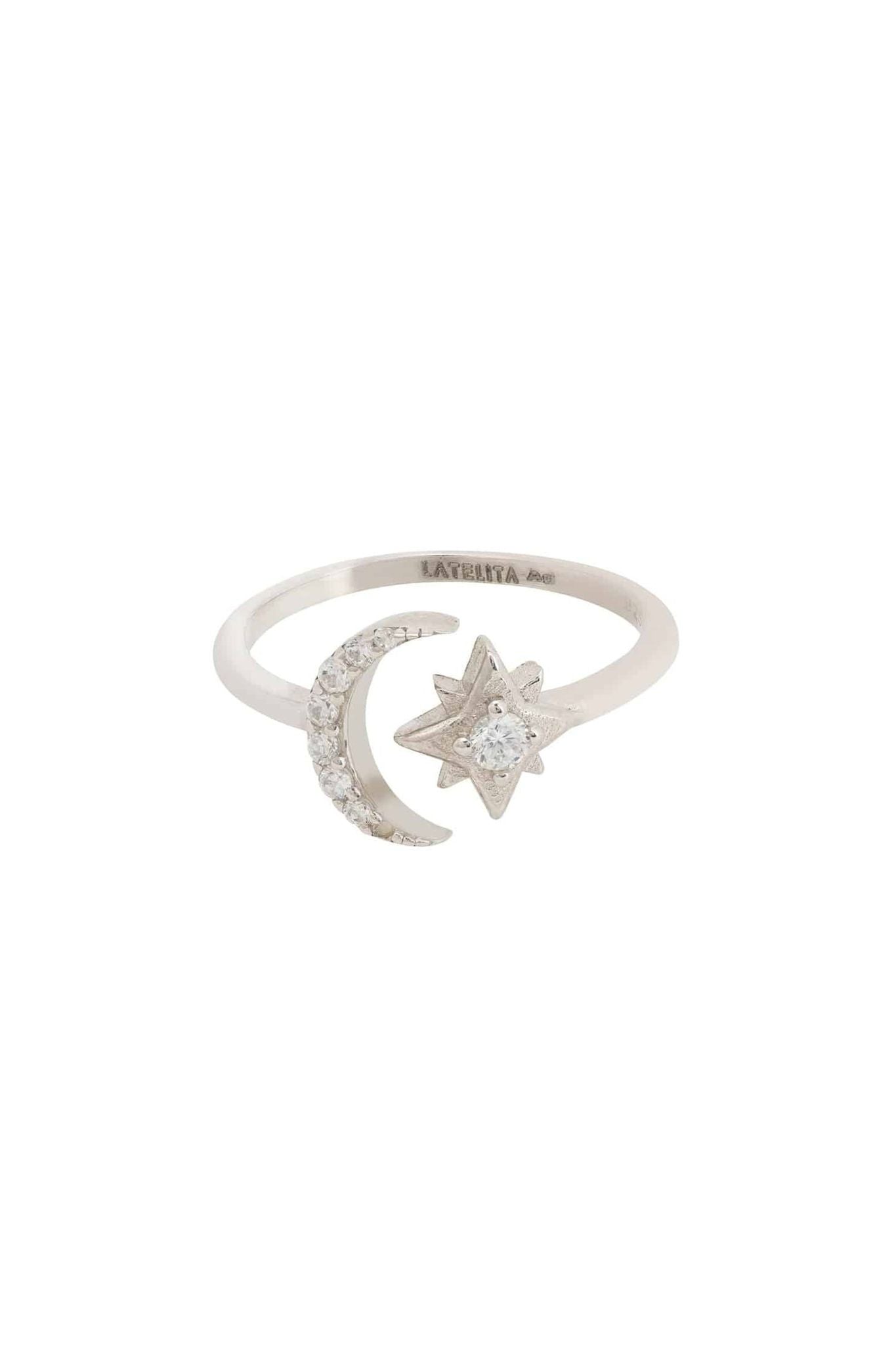 Astrid Moon & Star Ring Silver - LATELITA Rings