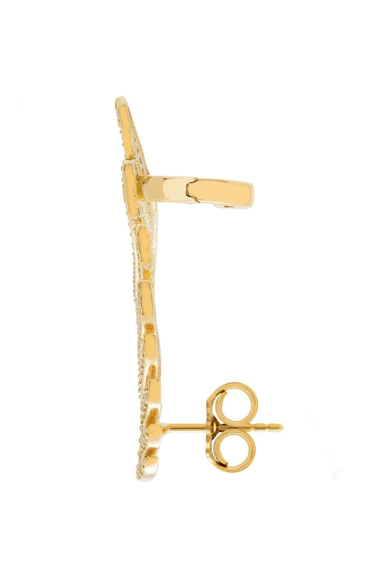 Athena Angel Wing Single Ear Climber Gold Left - LATELITA Earrings