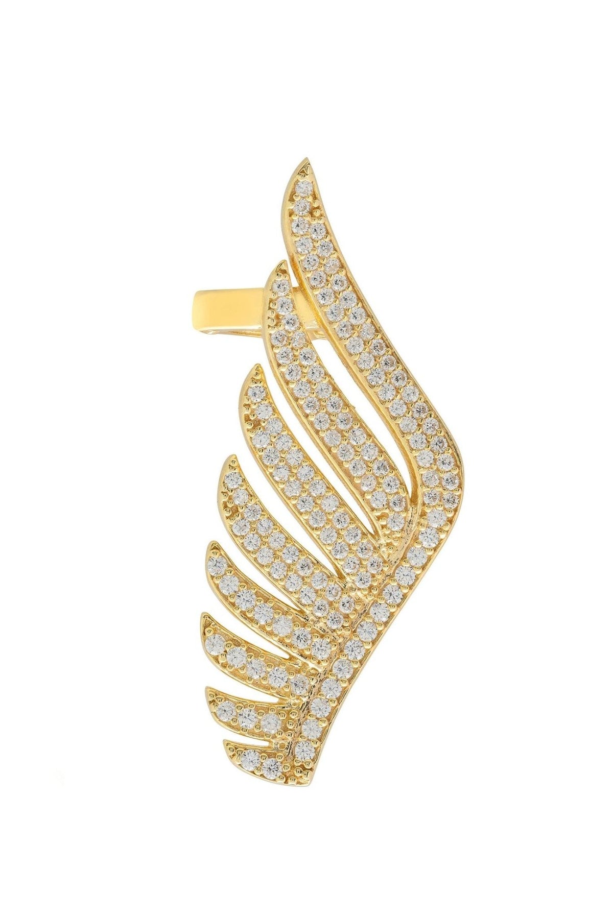 Athena Angel Wing Single Ear Climber Gold Right - LATELITA Earrings