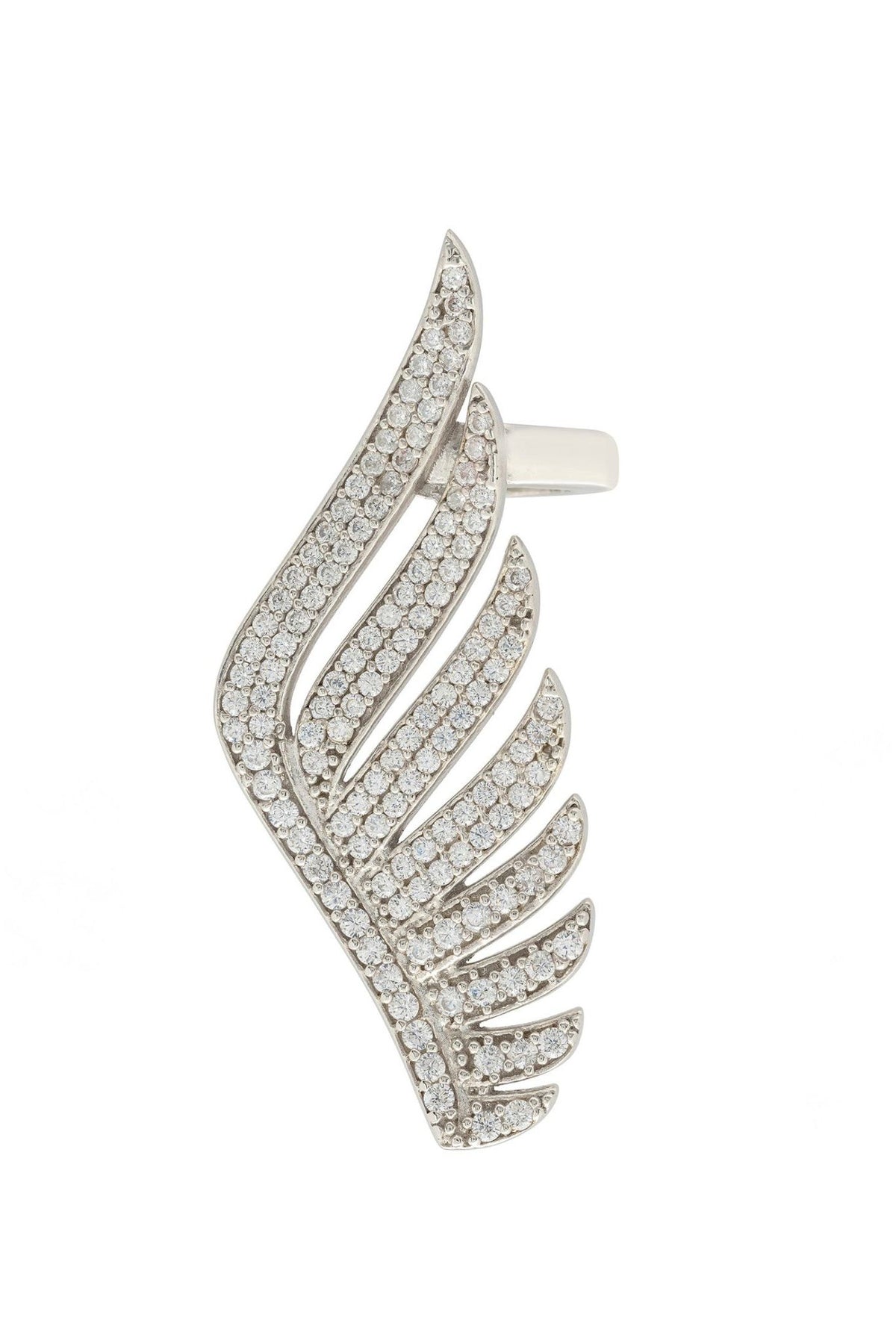 Athena Angel Wing Single Ear Climber Silver Left - LATELITA Earrings