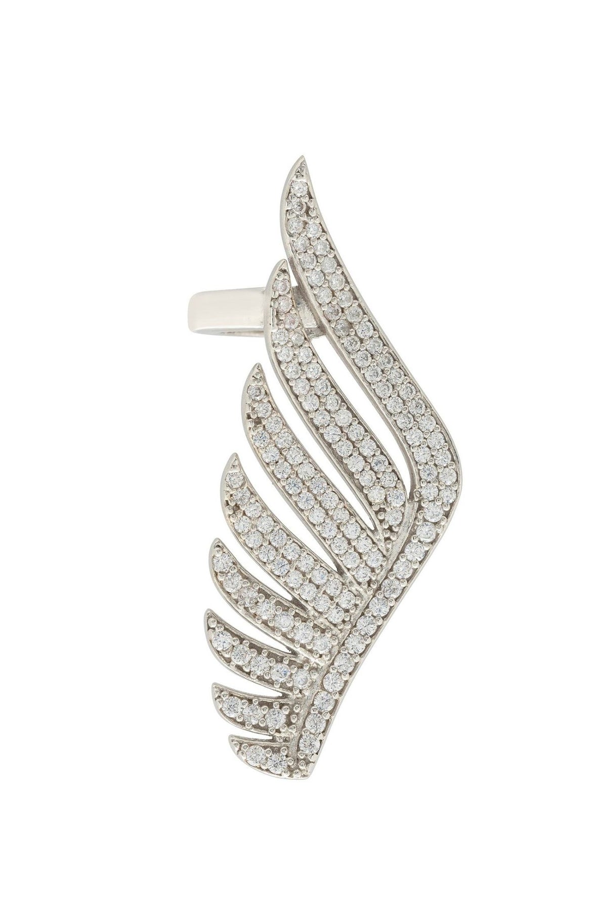 Athena Angel Wing Single Ear Climber Silver Right - LATELITA Earrings