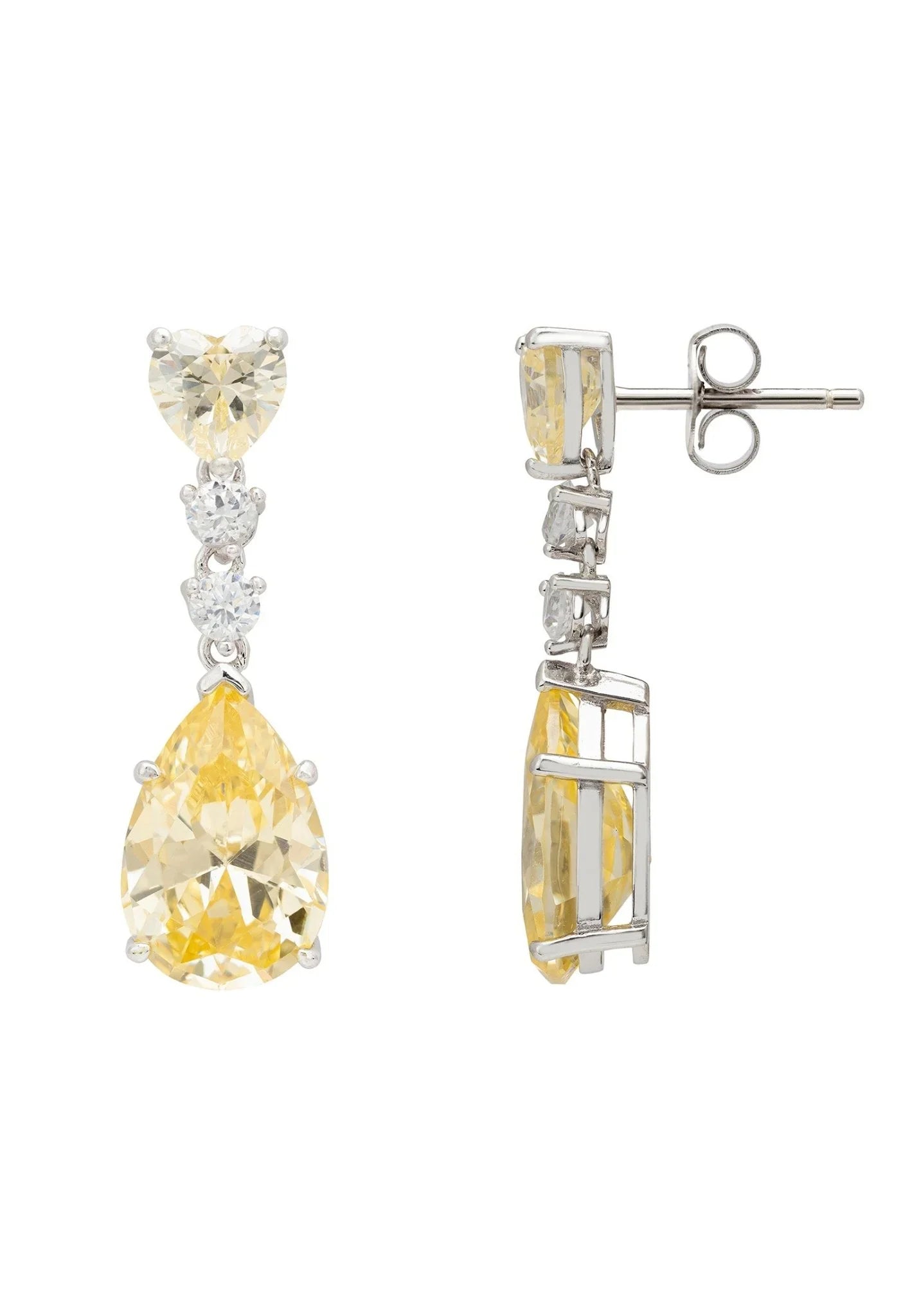 Augusta Lemon Topaz Teardrop Earrings Silver - LATELITA Earrings