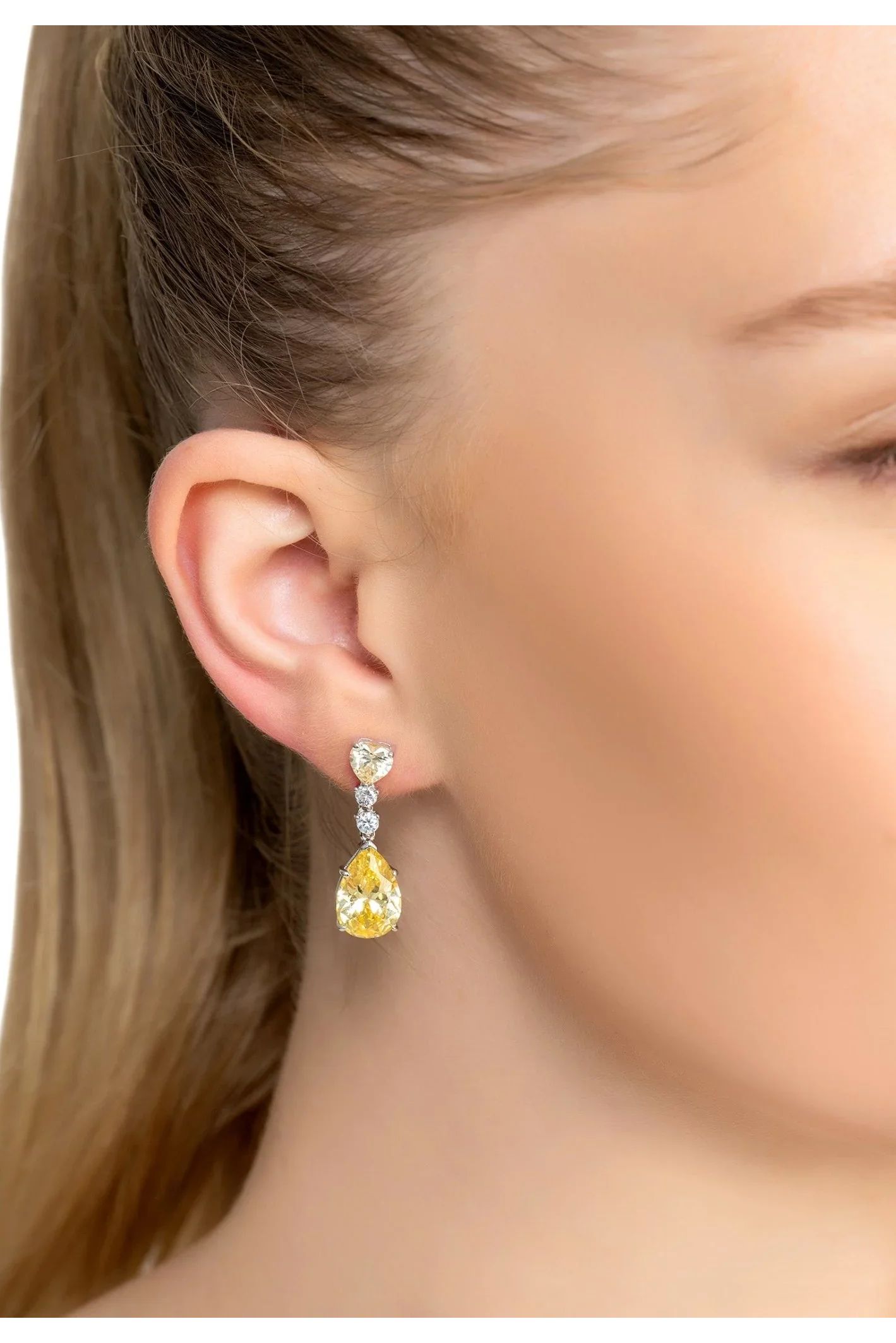 Augusta Lemon Topaz Teardrop Earrings Silver - LATELITA Earrings