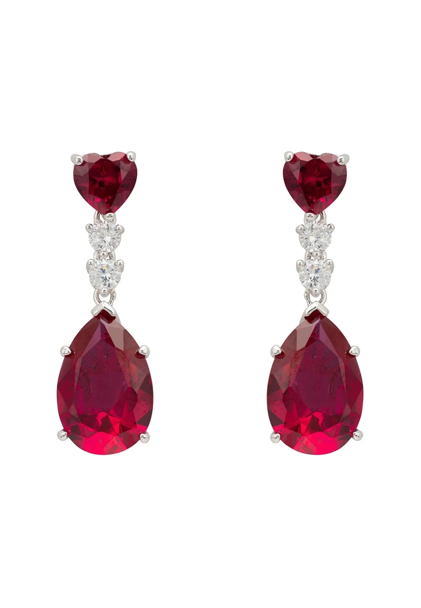Augusta Ruby Teardrop Earrings Silver - LATELITA Earrings