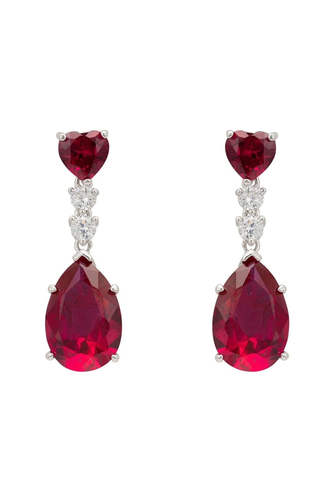 Augusta Ruby Teardrop Earrings Silver - LATELITA Earrings