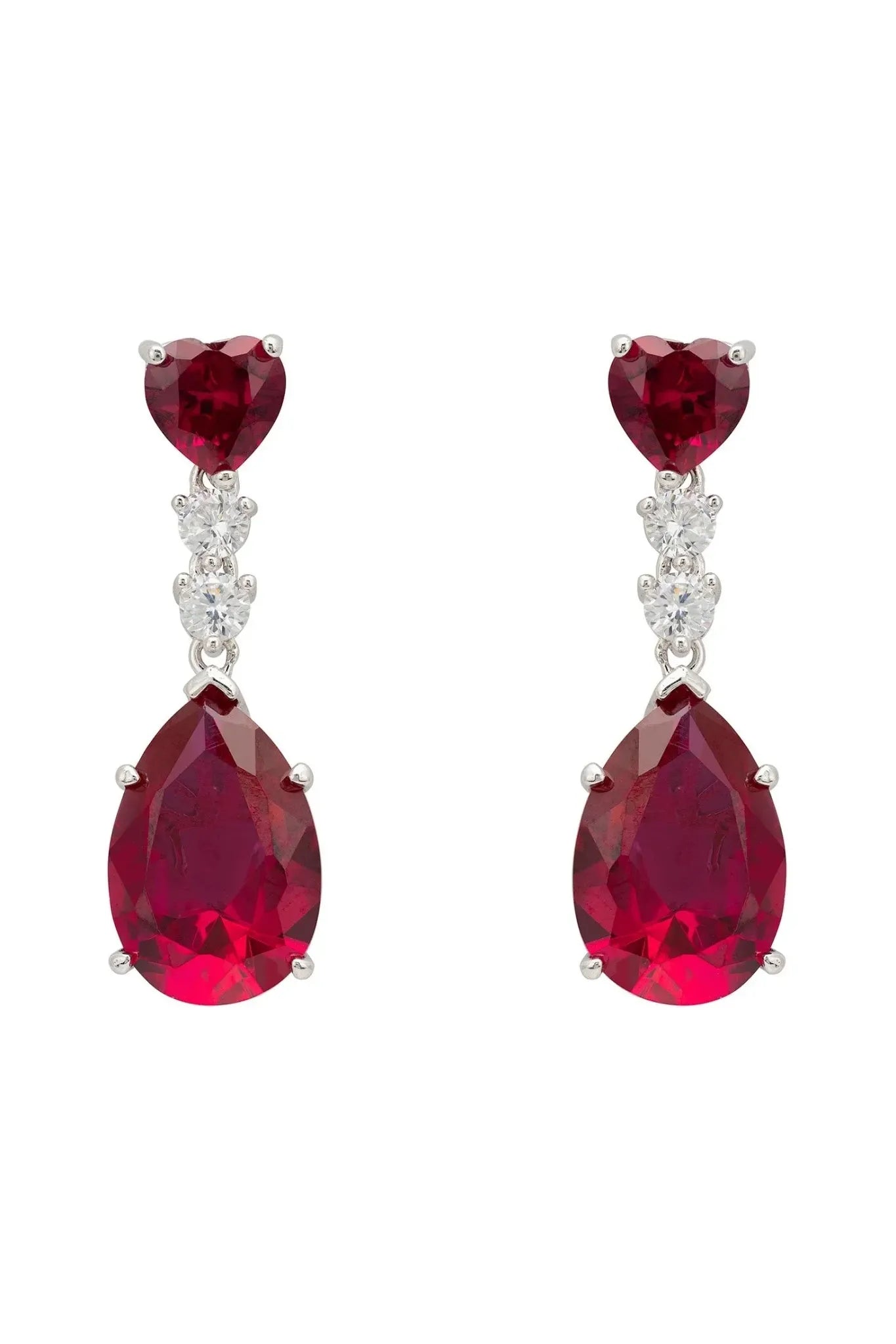Augusta Ruby Teardrop Earrings Silver - LATELITA Earrings