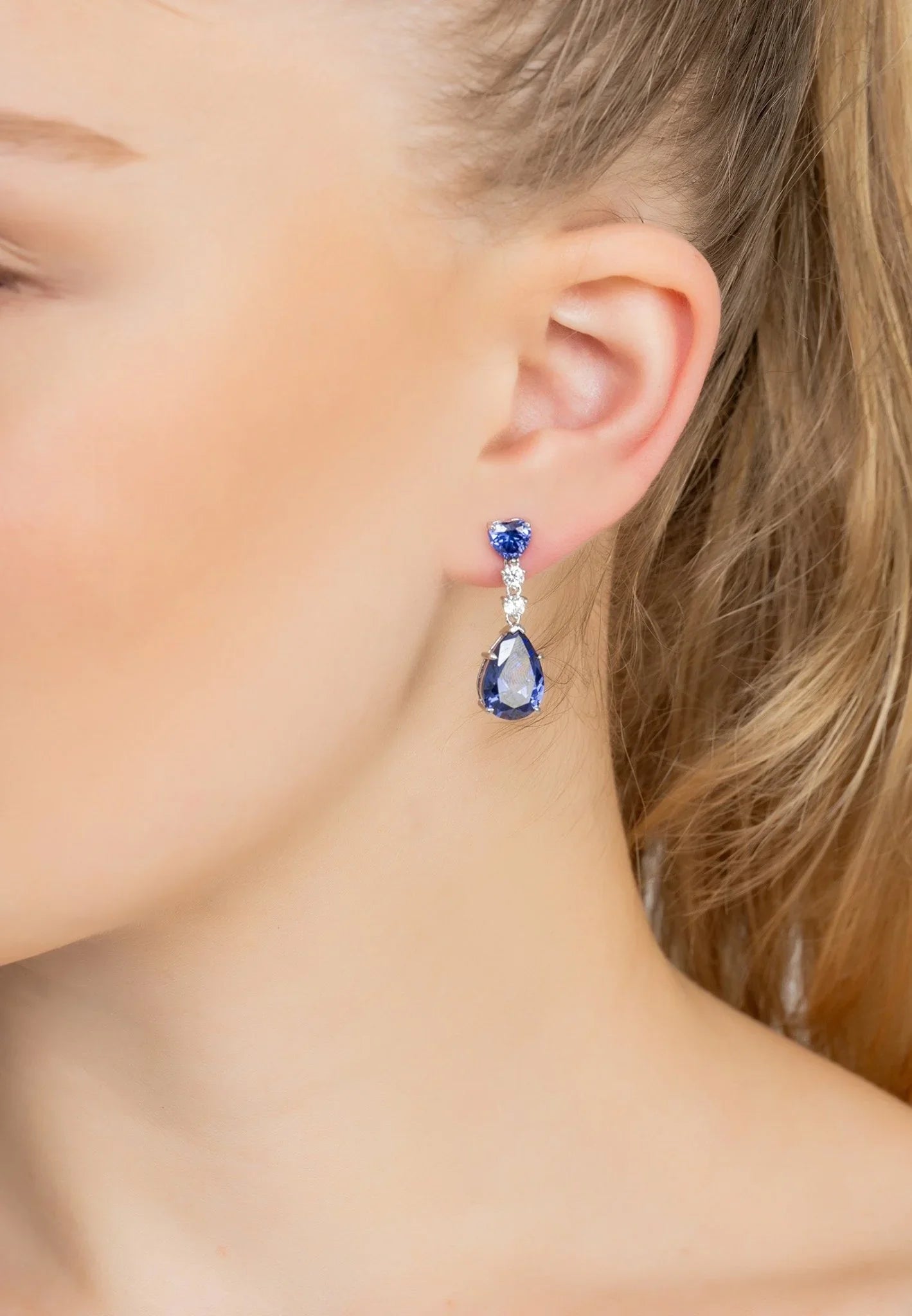 Augusta Tanzanite Teardrop Earrings Silver - LATELITA Earrings