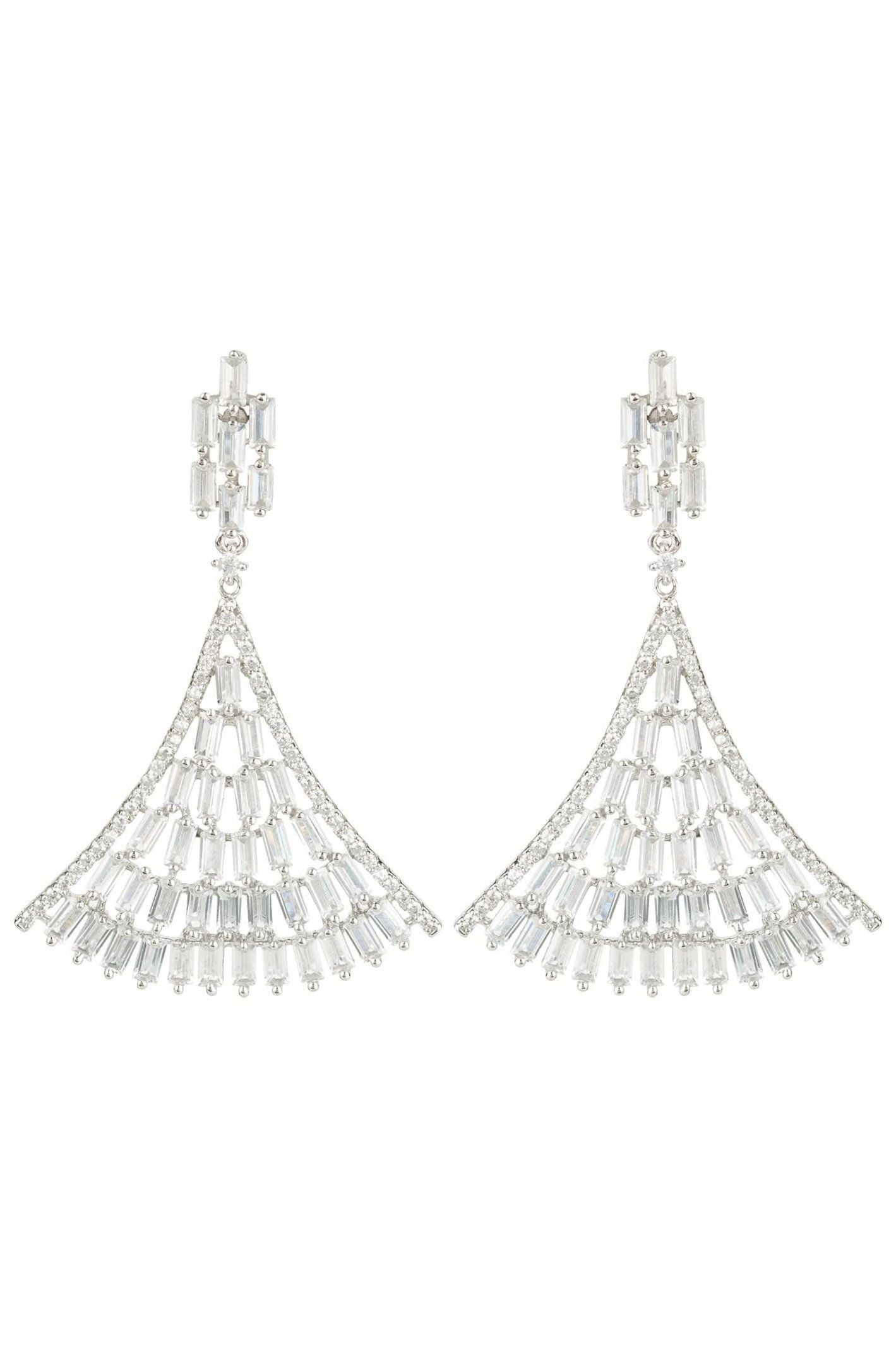 Baguette Fan Tail Earrings Silver - LATELITA Earrings