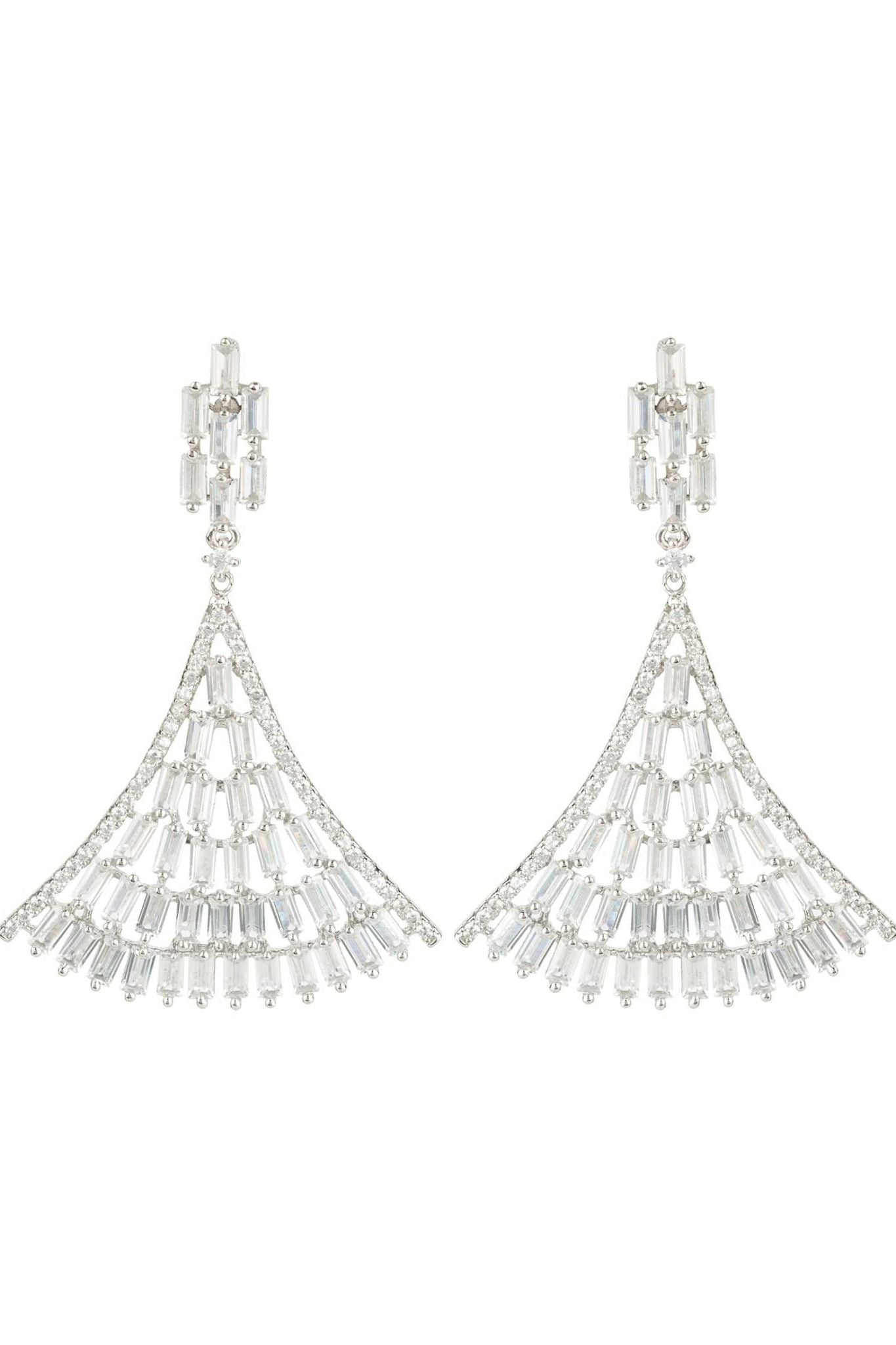 Baguette Fan Tail Earrings Silver - LATELITA Earrings