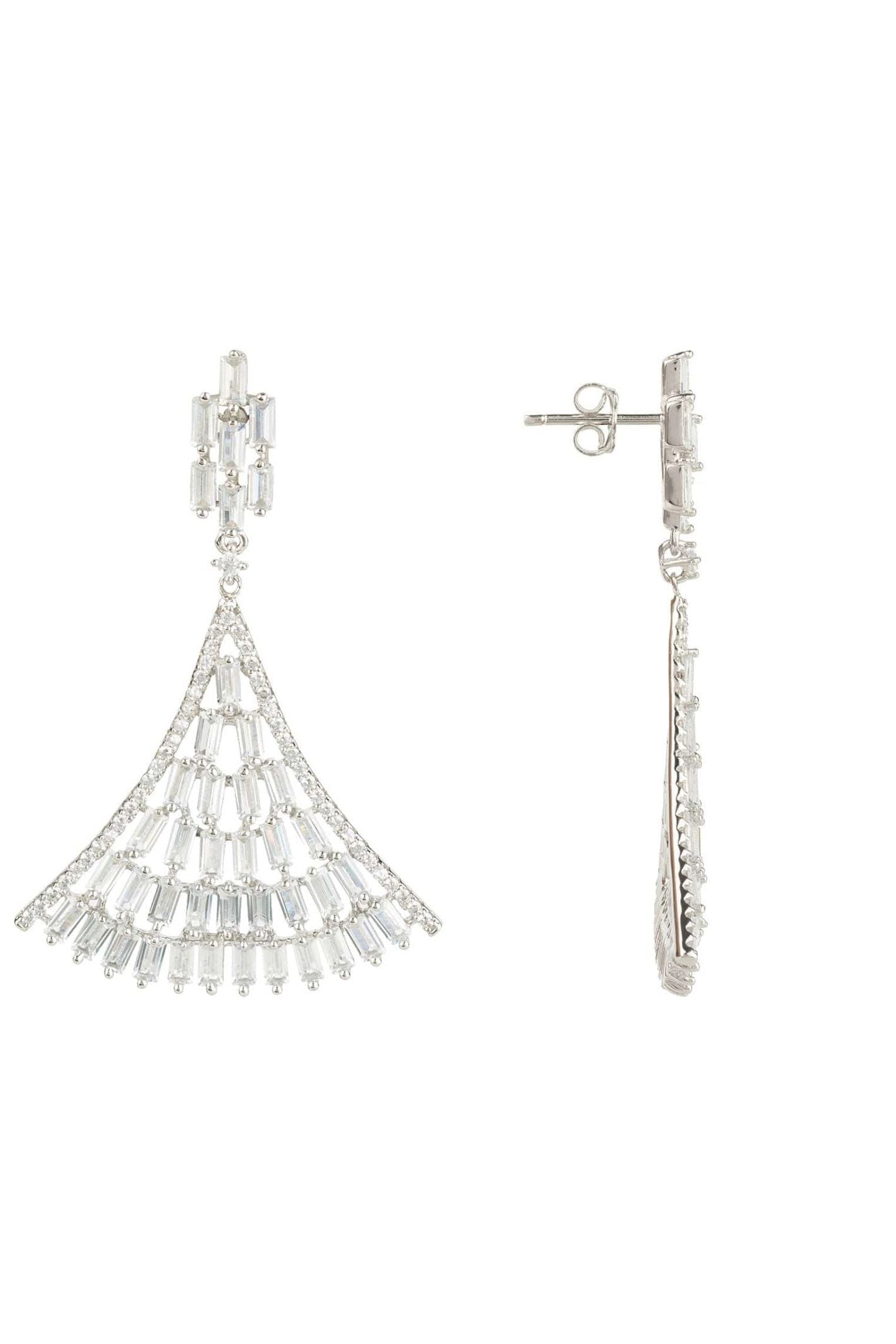 Baguette Fan Tail Earrings Silver - LATELITA Earrings