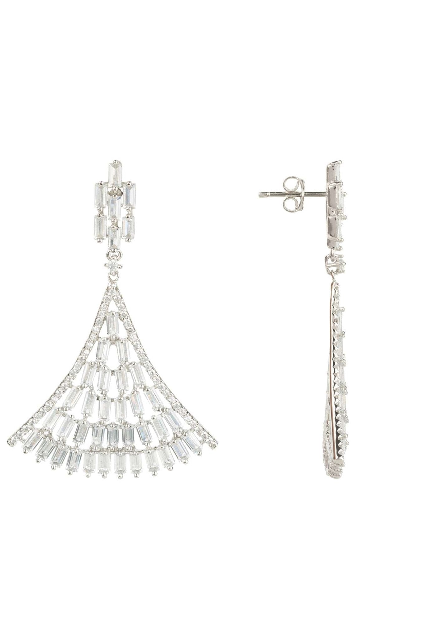 Baguette Fan Tail Earrings Silver - LATELITA Earrings
