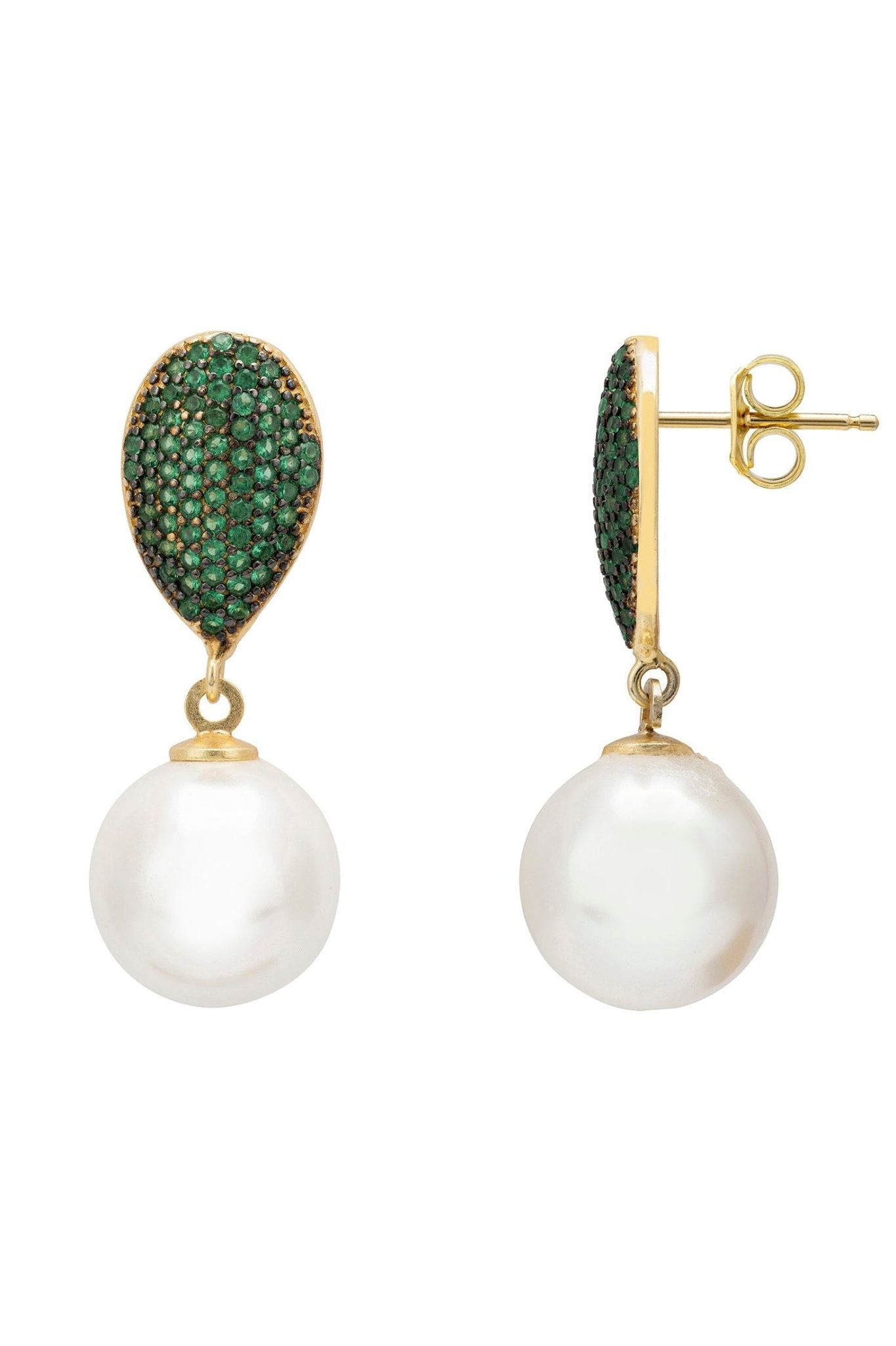 Baroque Pearl Classic Drop Earrings Emerald Green - LATELITA Earrings