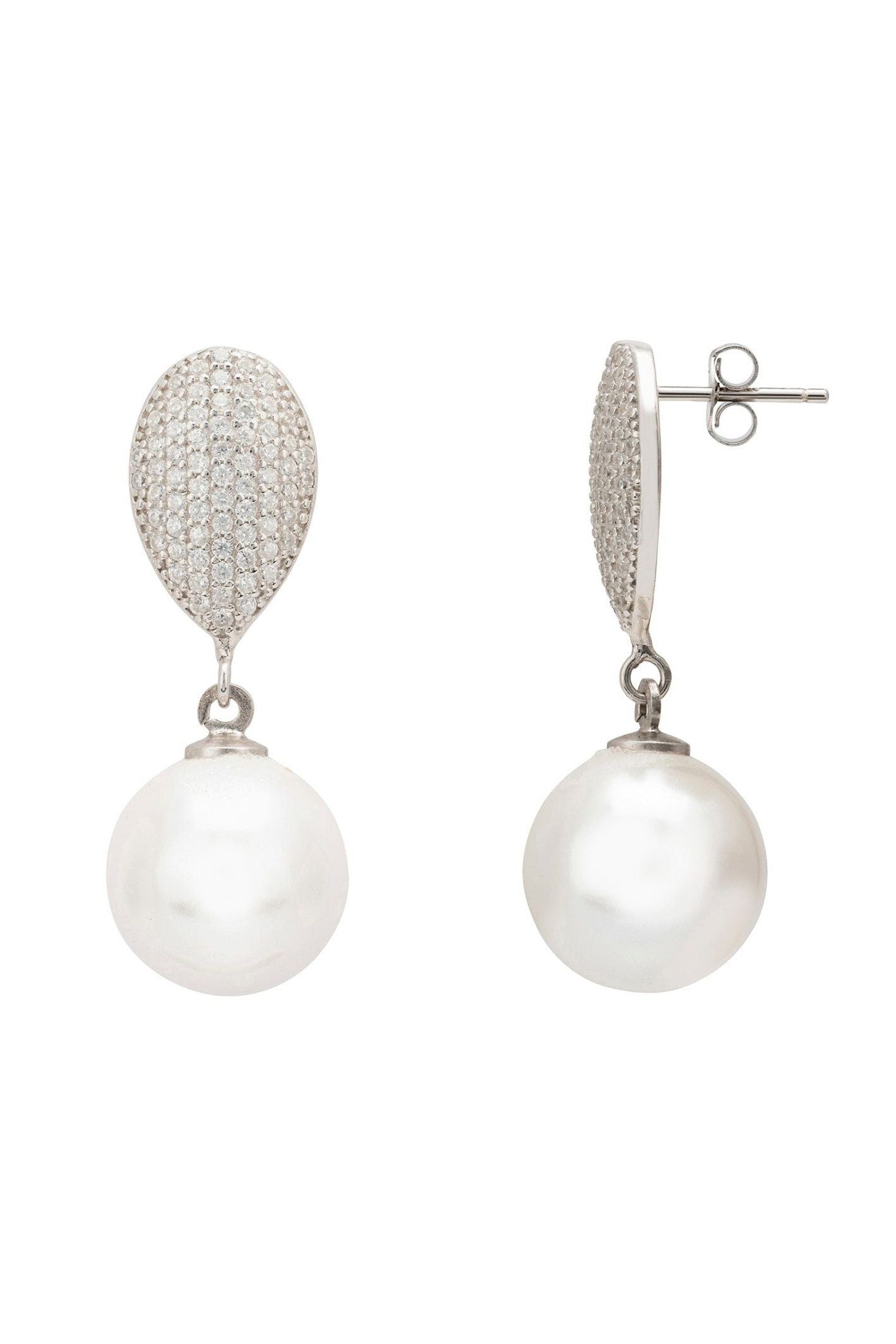 Baroque Pearl Classic Drop Earrings Silver - LATELITA Earrings