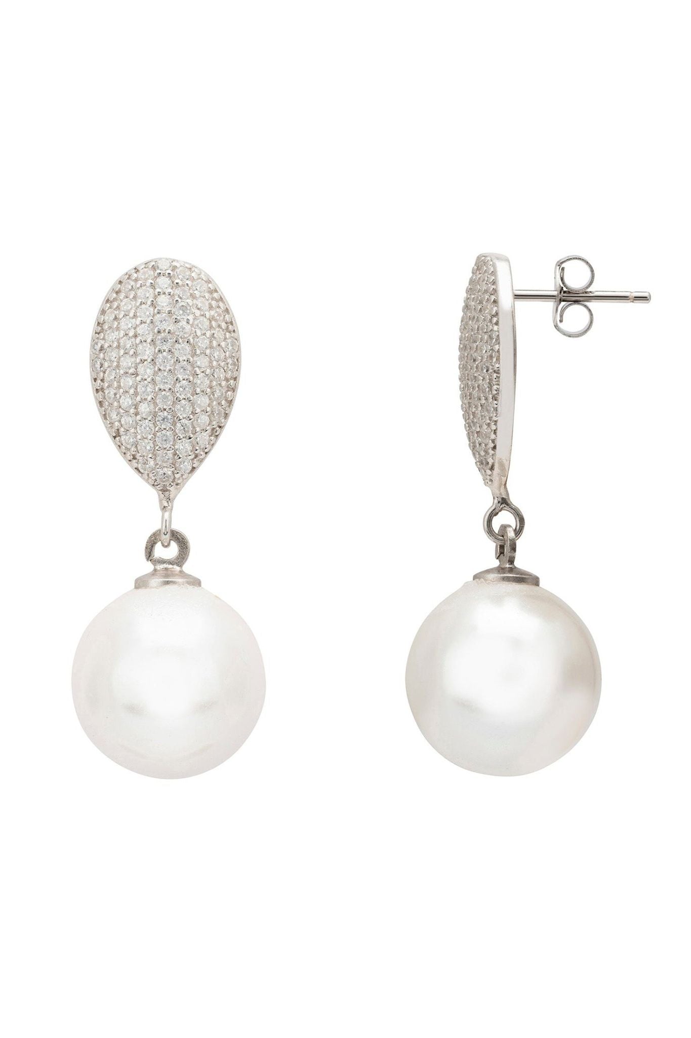 Baroque Pearl Classic Drop Earrings Silver - LATELITA Earrings