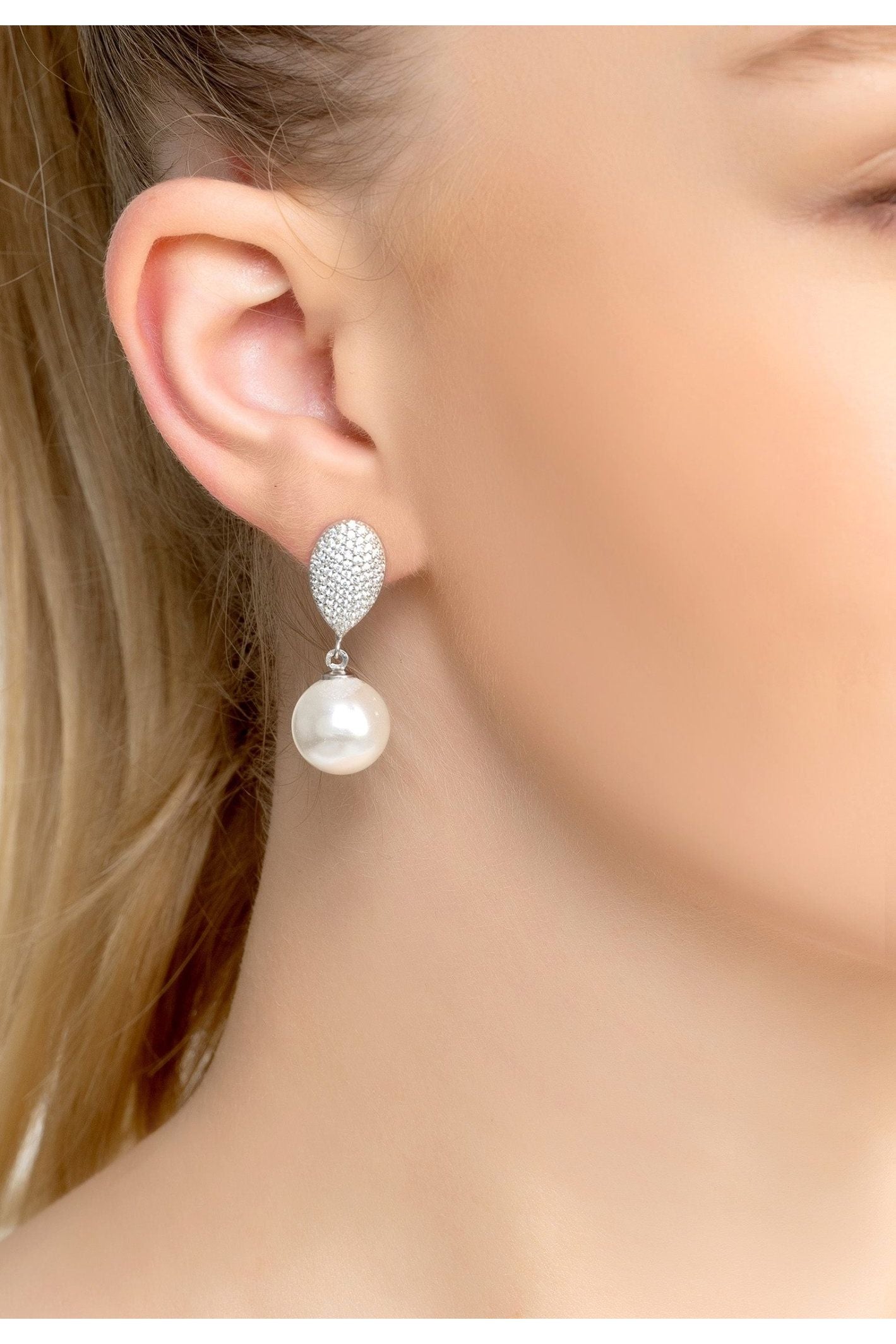 Baroque Pearl Classic Drop Earrings Silver - LATELITA Earrings
