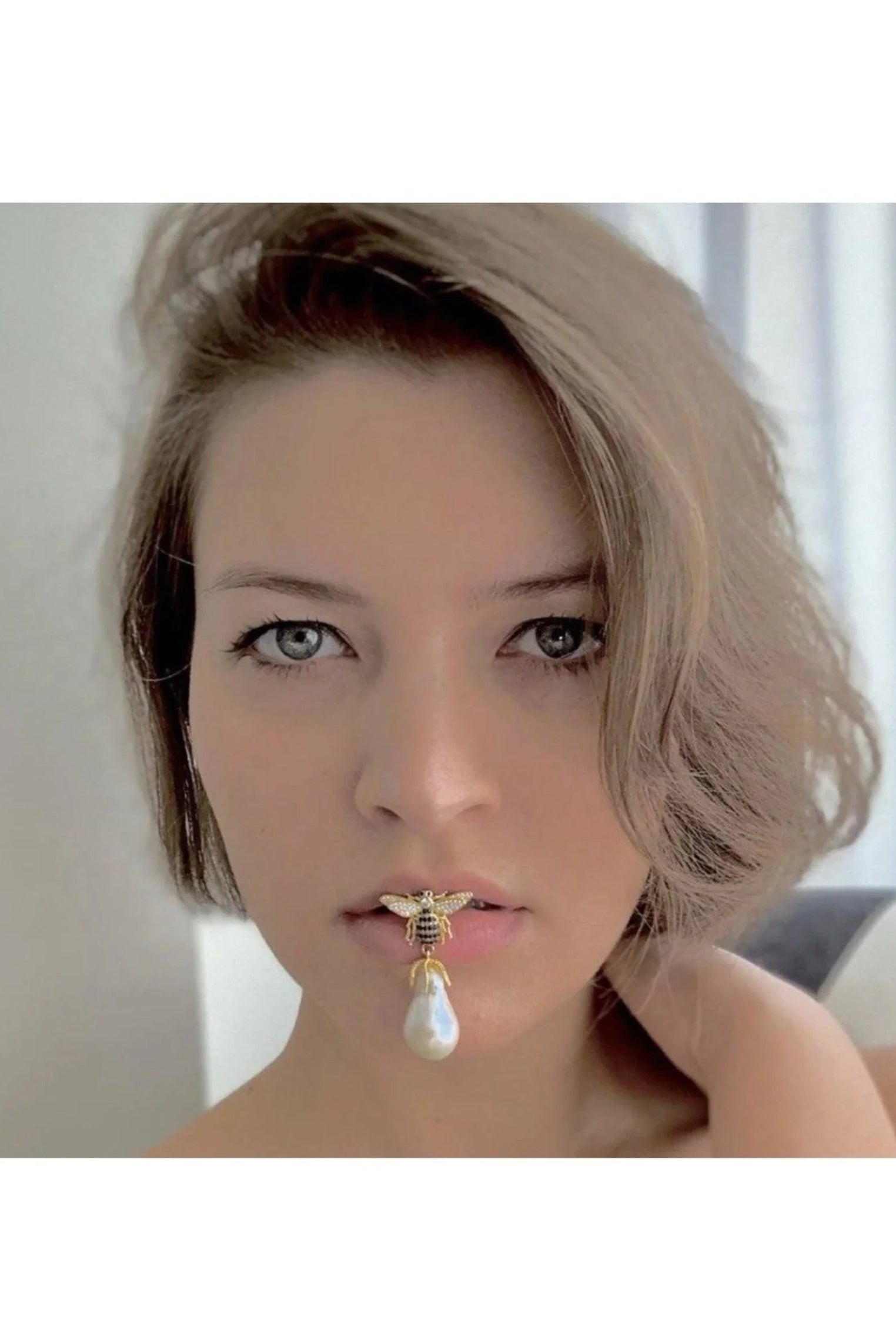 Baroque Pearl Honey Bee Drop Earrings Gold - LATELITA Earrings