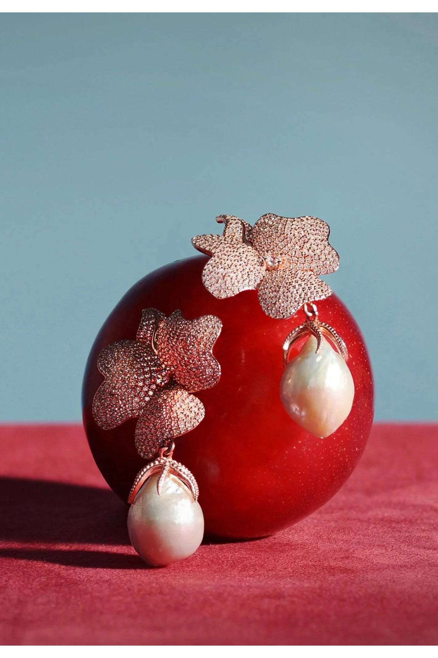 Baroque Pearl White Flower Drop Earring Silver - LATELITA Earrings