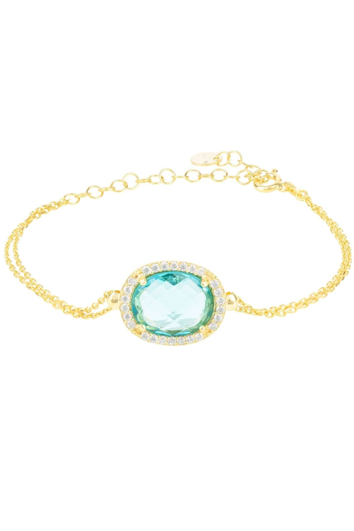 Beatrice Oval Gemstone Bracelet Gold Blue Topaz Hydro - LATELITA Bracelets