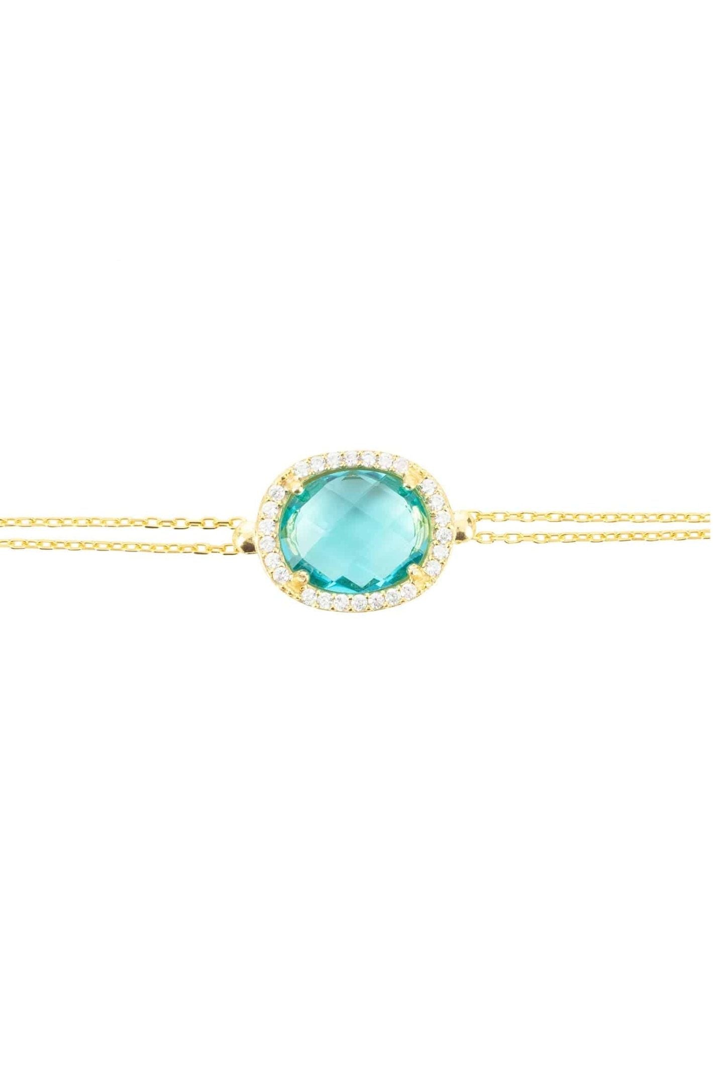 Beatrice Oval Gemstone Bracelet Gold Blue Topaz Hydro - LATELITA Bracelets